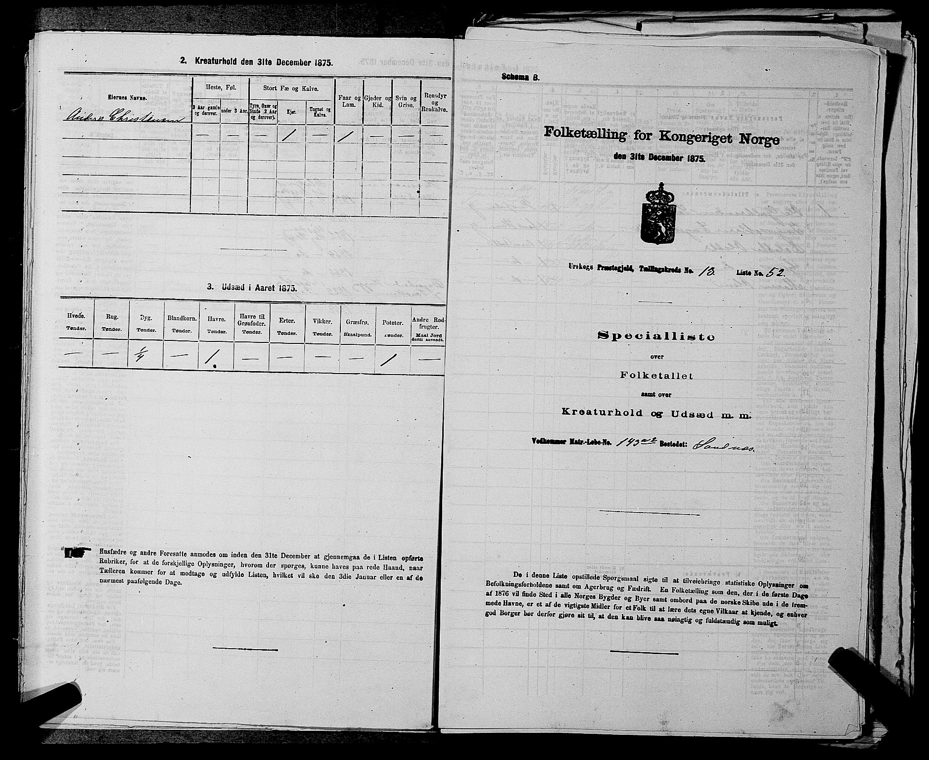 RA, 1875 census for 0224P Aurskog, 1875, p. 1333