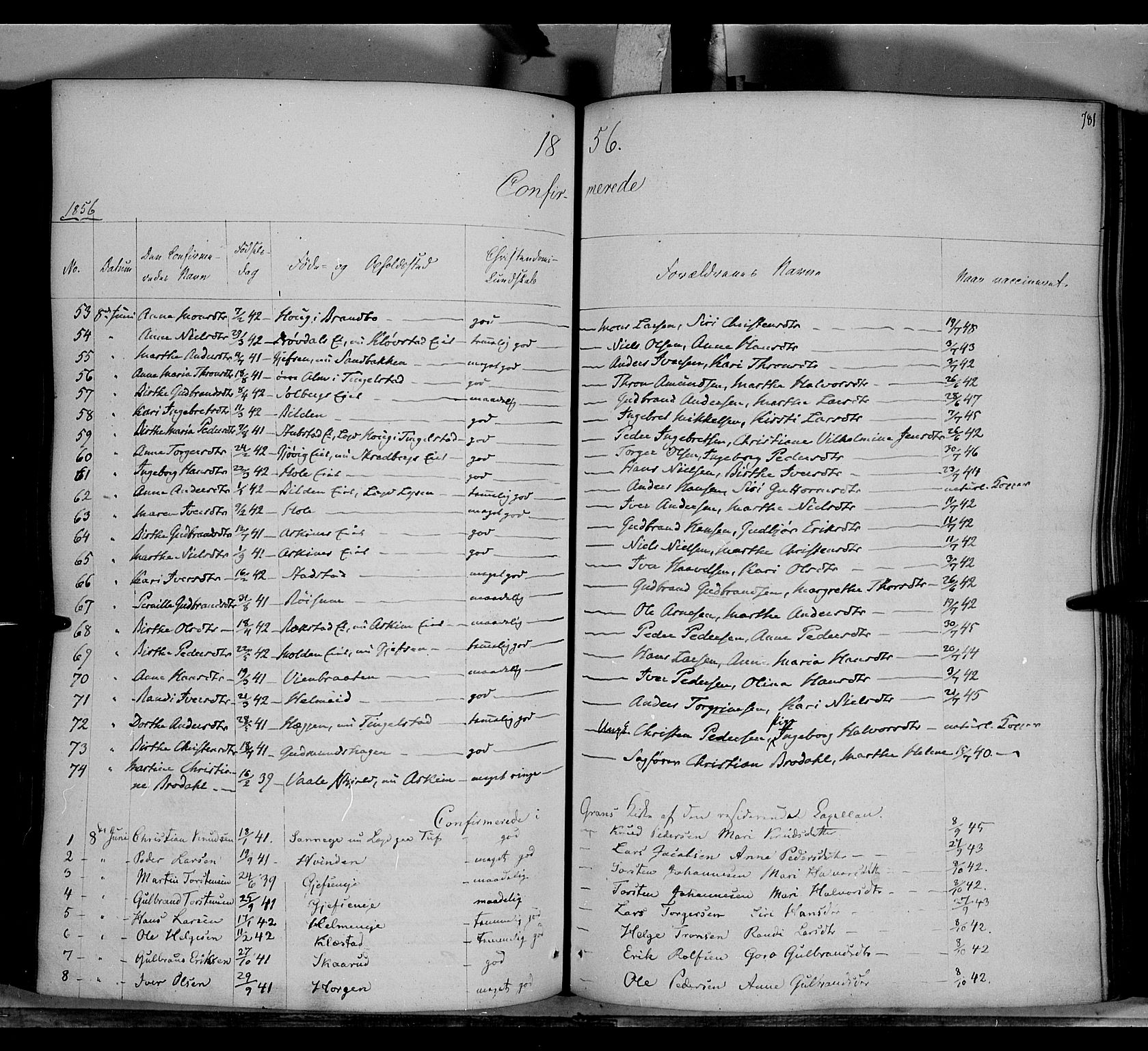 Gran prestekontor, AV/SAH-PREST-112/H/Ha/Haa/L0011: Parish register (official) no. 11, 1842-1856, p. 780-781