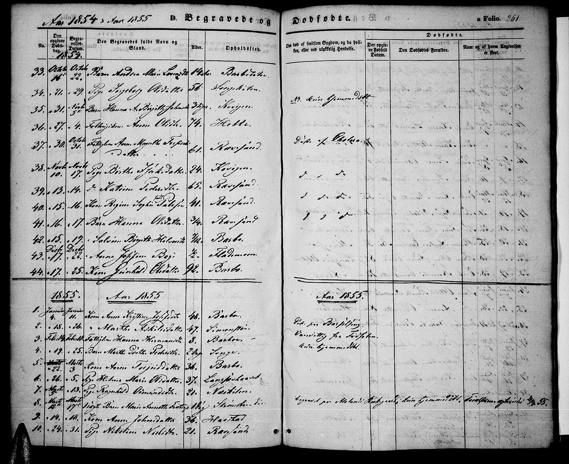Tromøy sokneprestkontor, SAK/1111-0041/F/Fa/L0005: Parish register (official) no. A 5, 1847-1856, p. 261