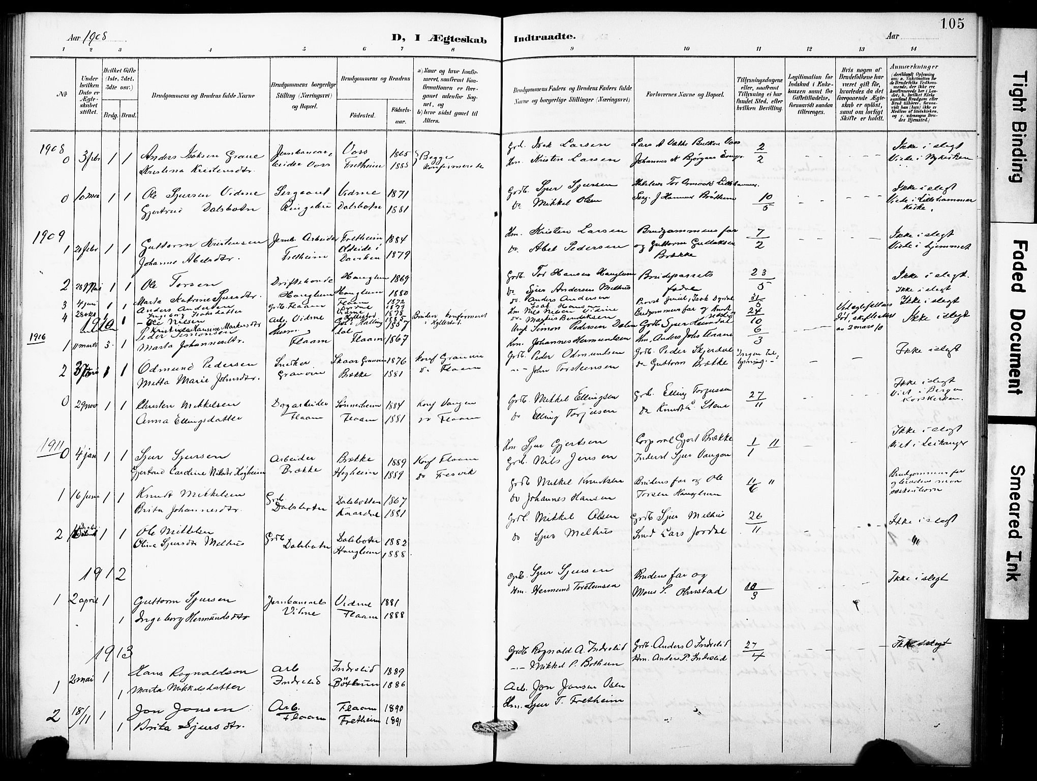 Aurland sokneprestembete, SAB/A-99937/H/Hb/Hbb/L0002: Parish register (copy) no. B 2, 1887-1929, p. 105