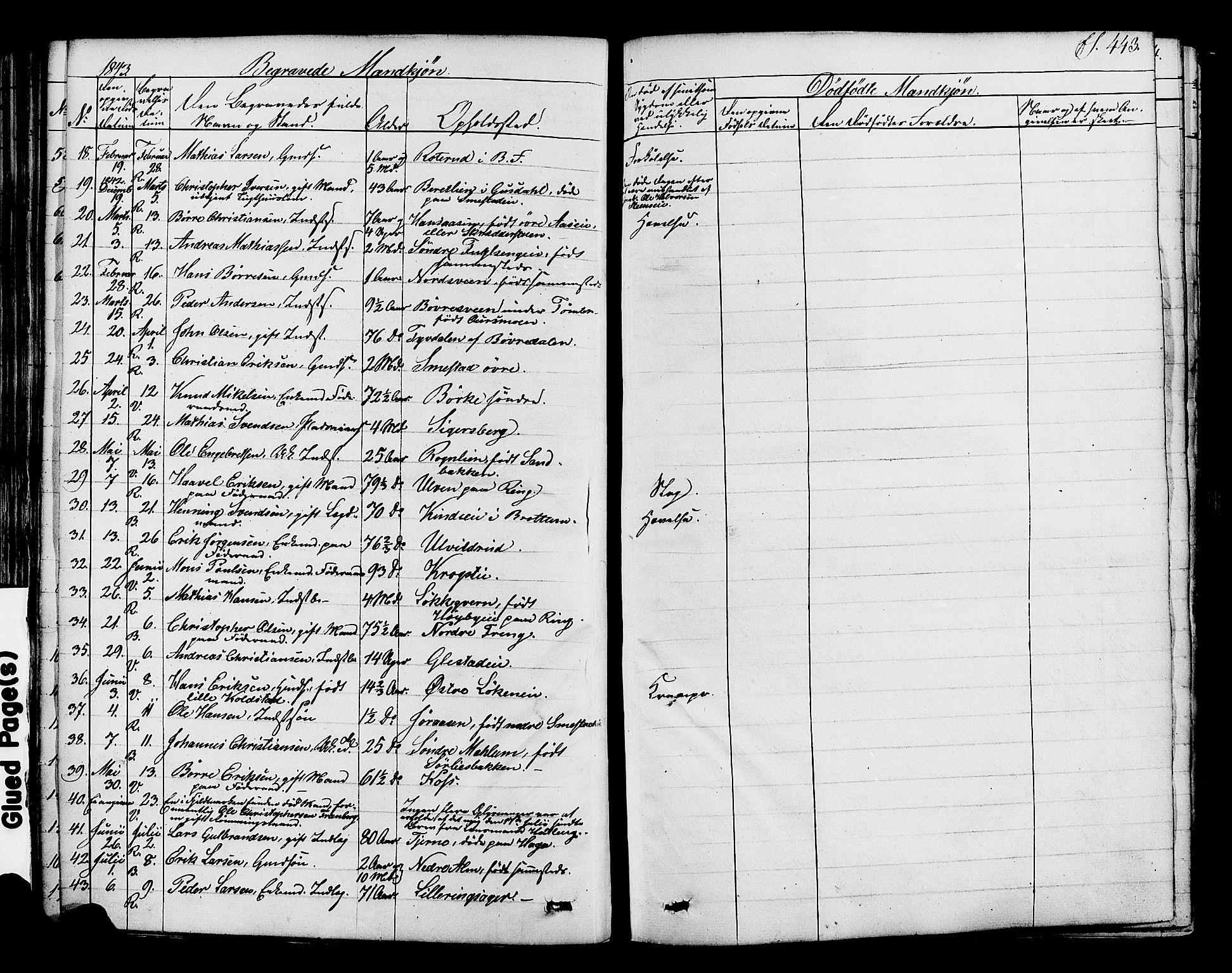 Ringsaker prestekontor, AV/SAH-PREST-014/K/Ka/L0008: Parish register (official) no. 8, 1837-1850, p. 443