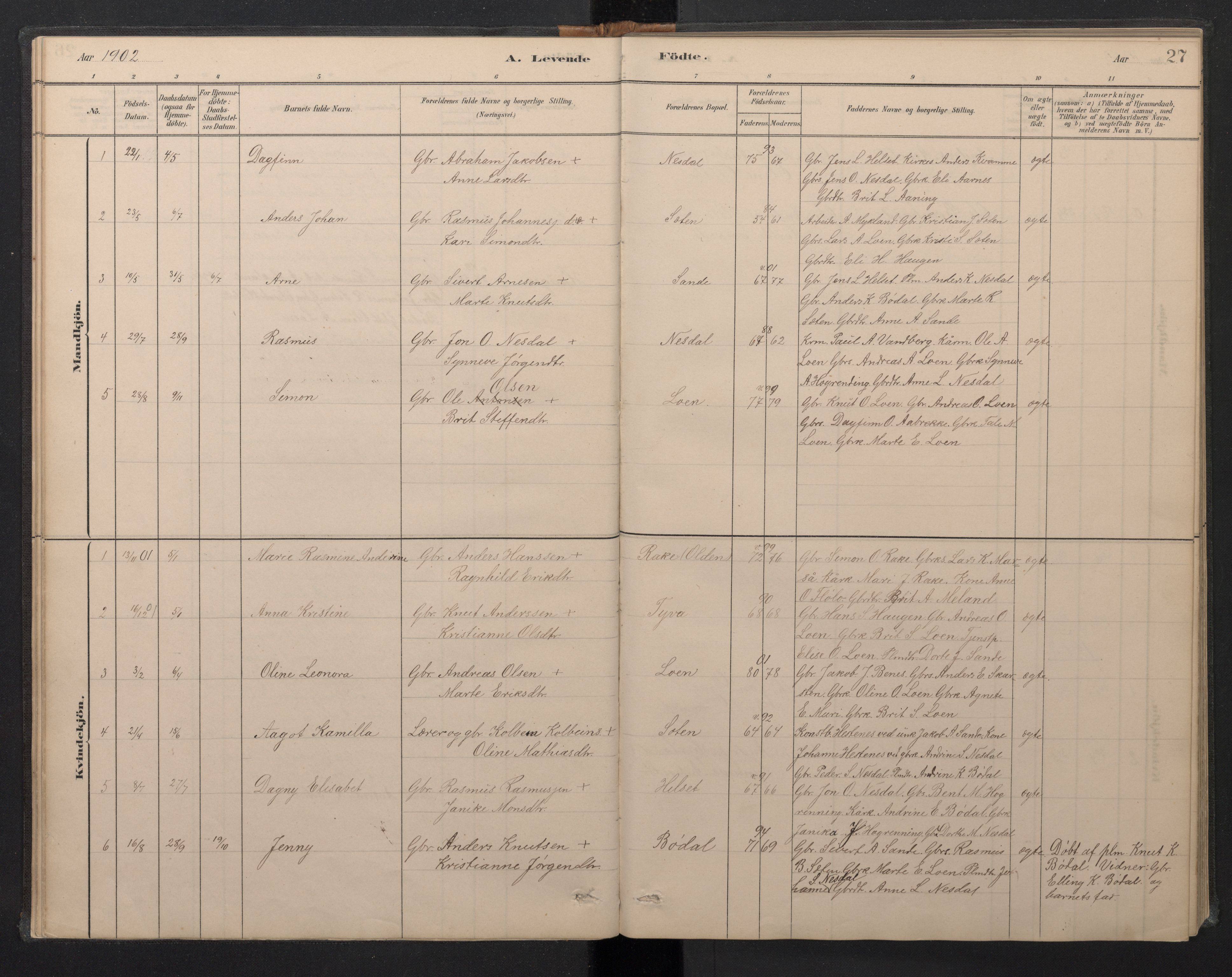 Stryn Sokneprestembete, SAB/A-82501: Parish register (copy) no. B 3, 1881-1918, p. 26b-27a