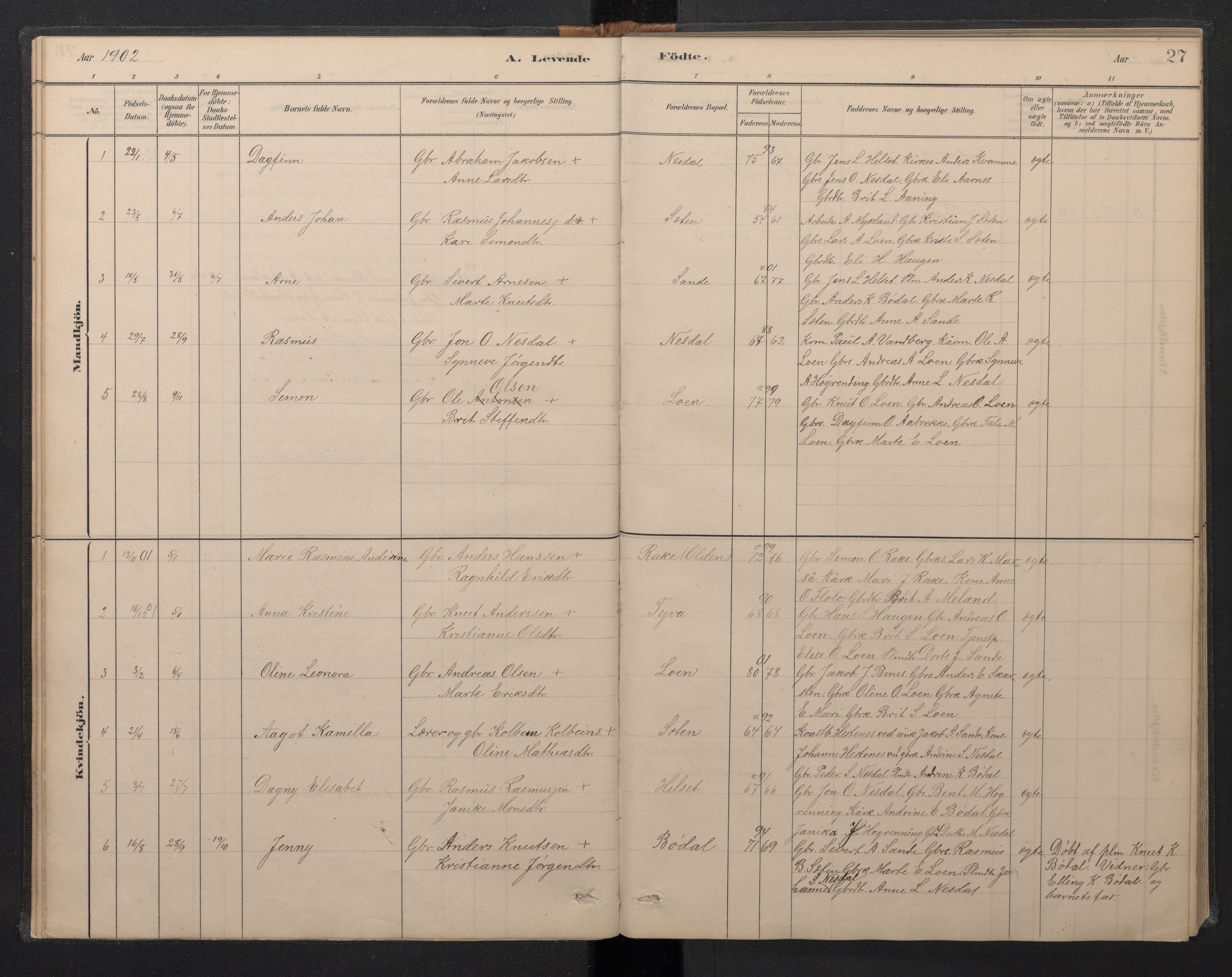 Stryn Sokneprestembete, AV/SAB-A-82501: Parish register (copy) no. B 3, 1881-1918, p. 26b-27a