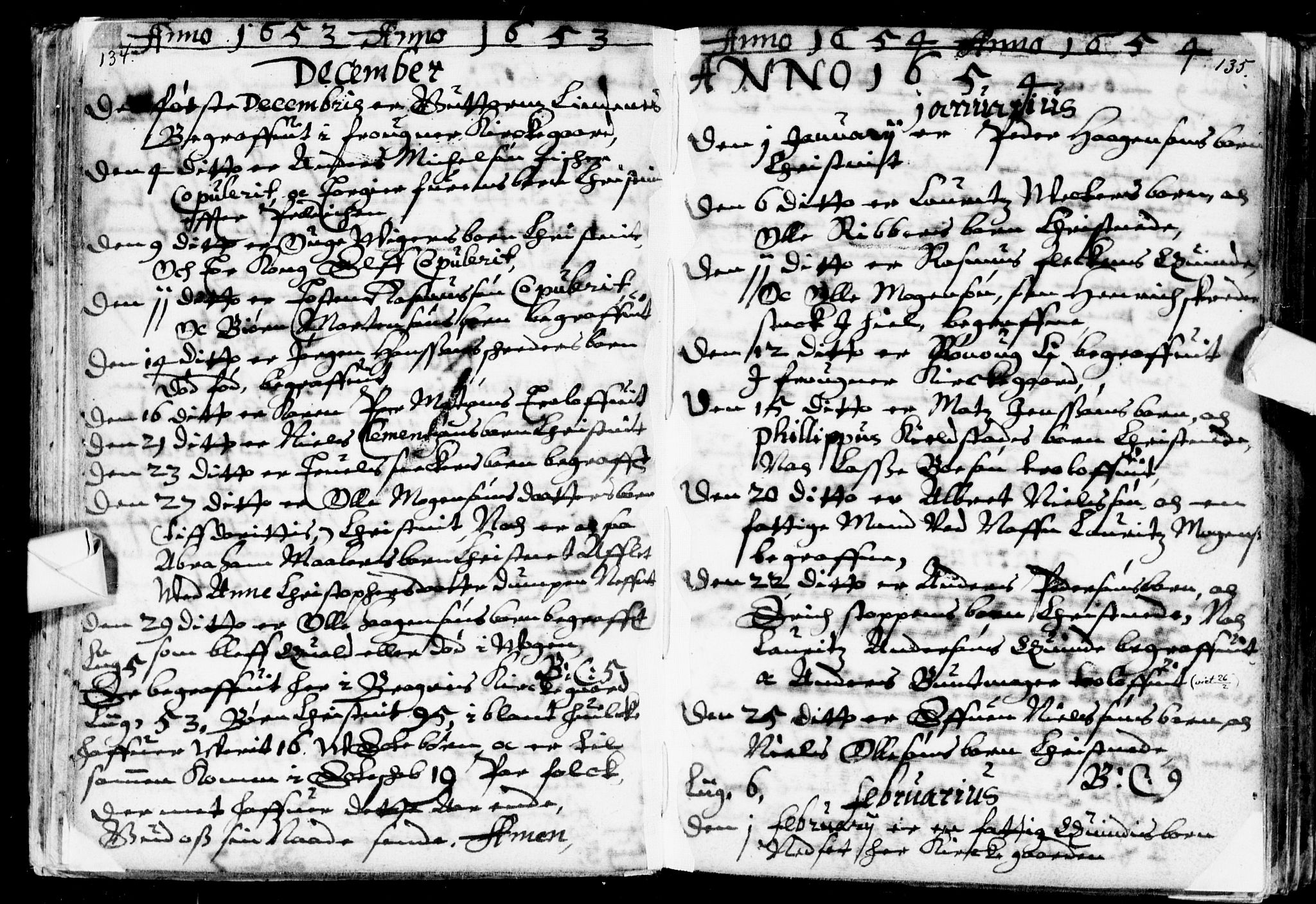 Bragernes kirkebøker, AV/SAKO-A-6/F/Fa/L0001: Parish register (official) no. I 1, 1634-1662, p. 134-135