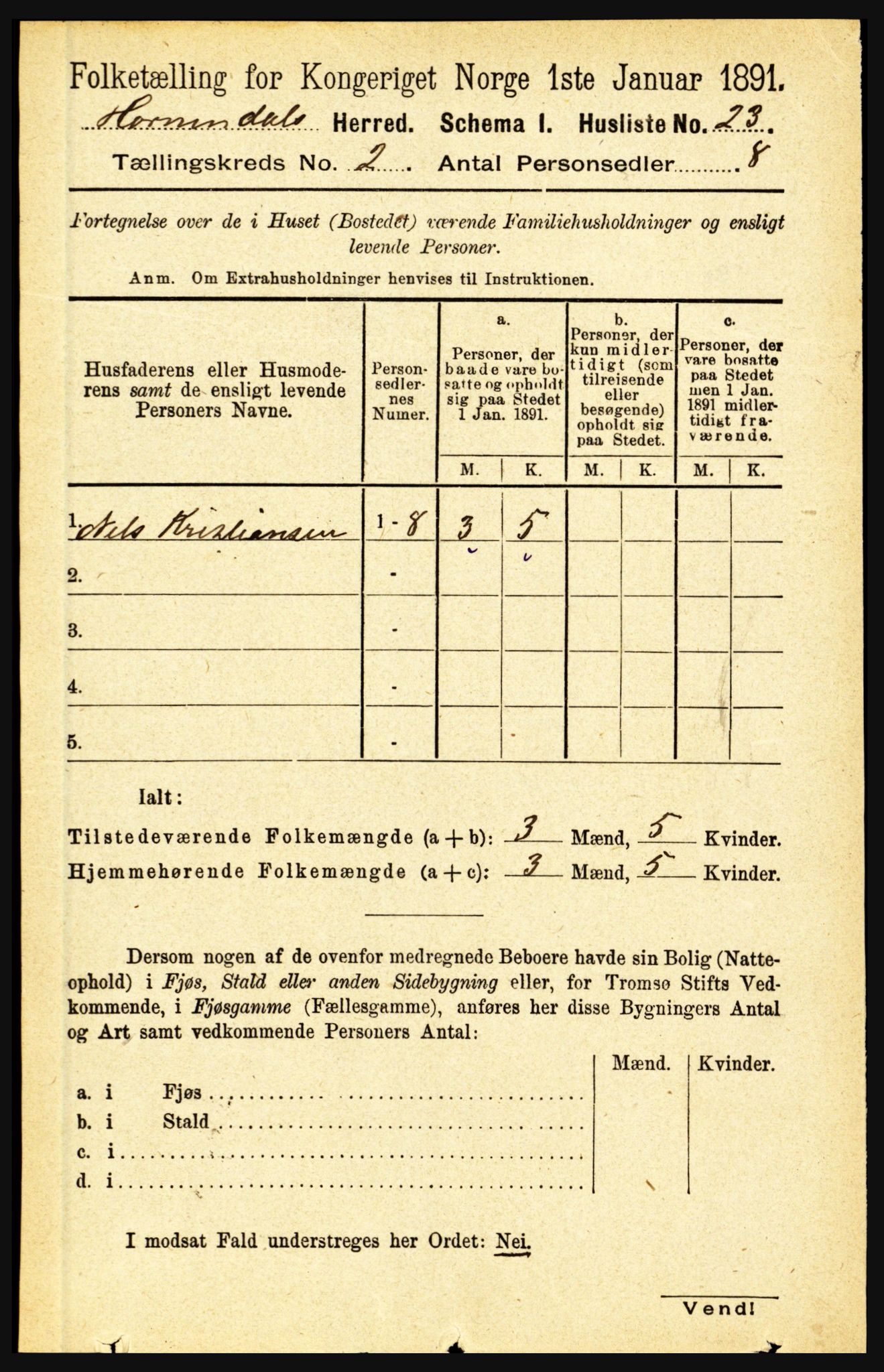 RA, 1891 census for 1444 Hornindal, 1891, p. 321