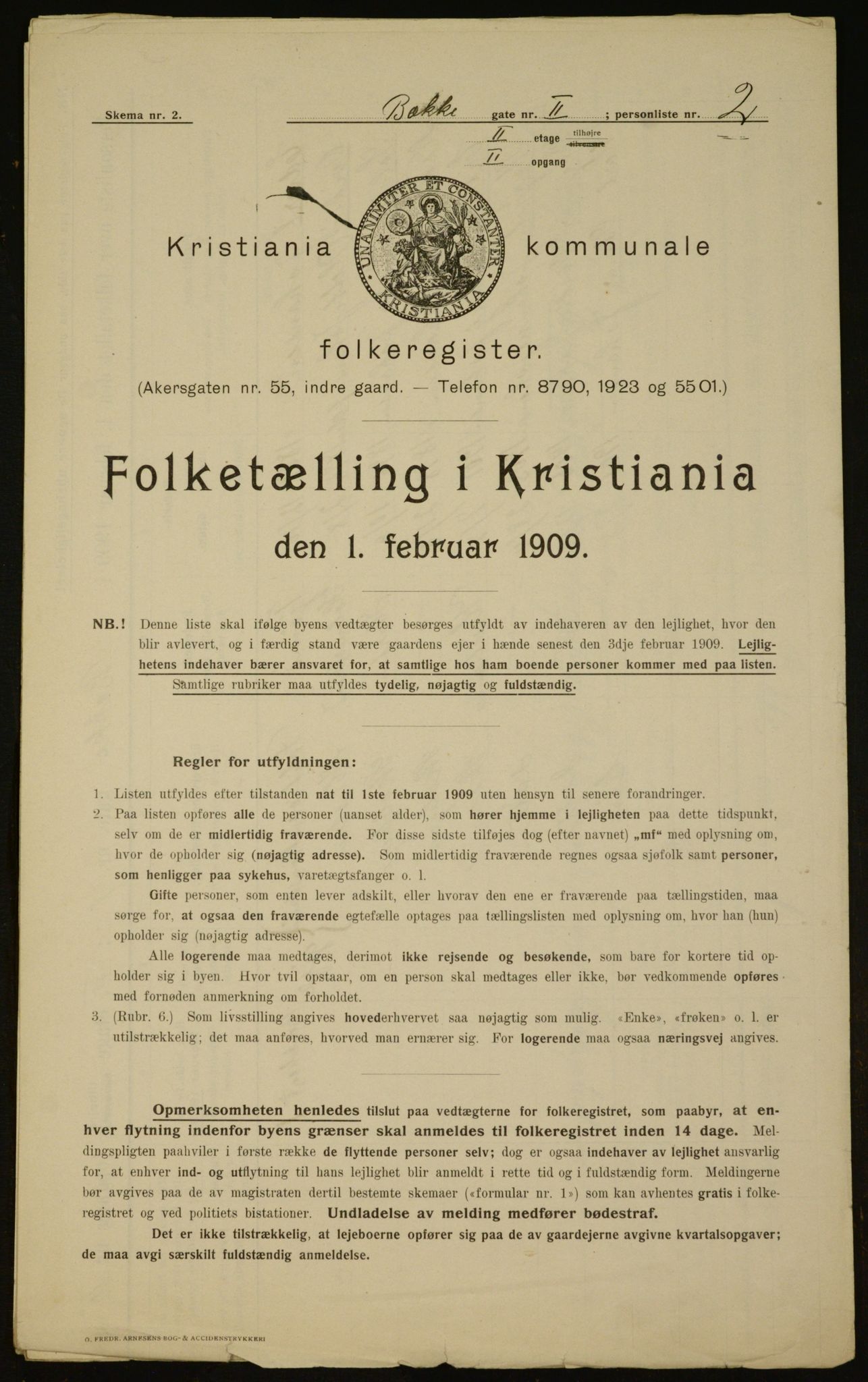 OBA, Municipal Census 1909 for Kristiania, 1909, p. 106516