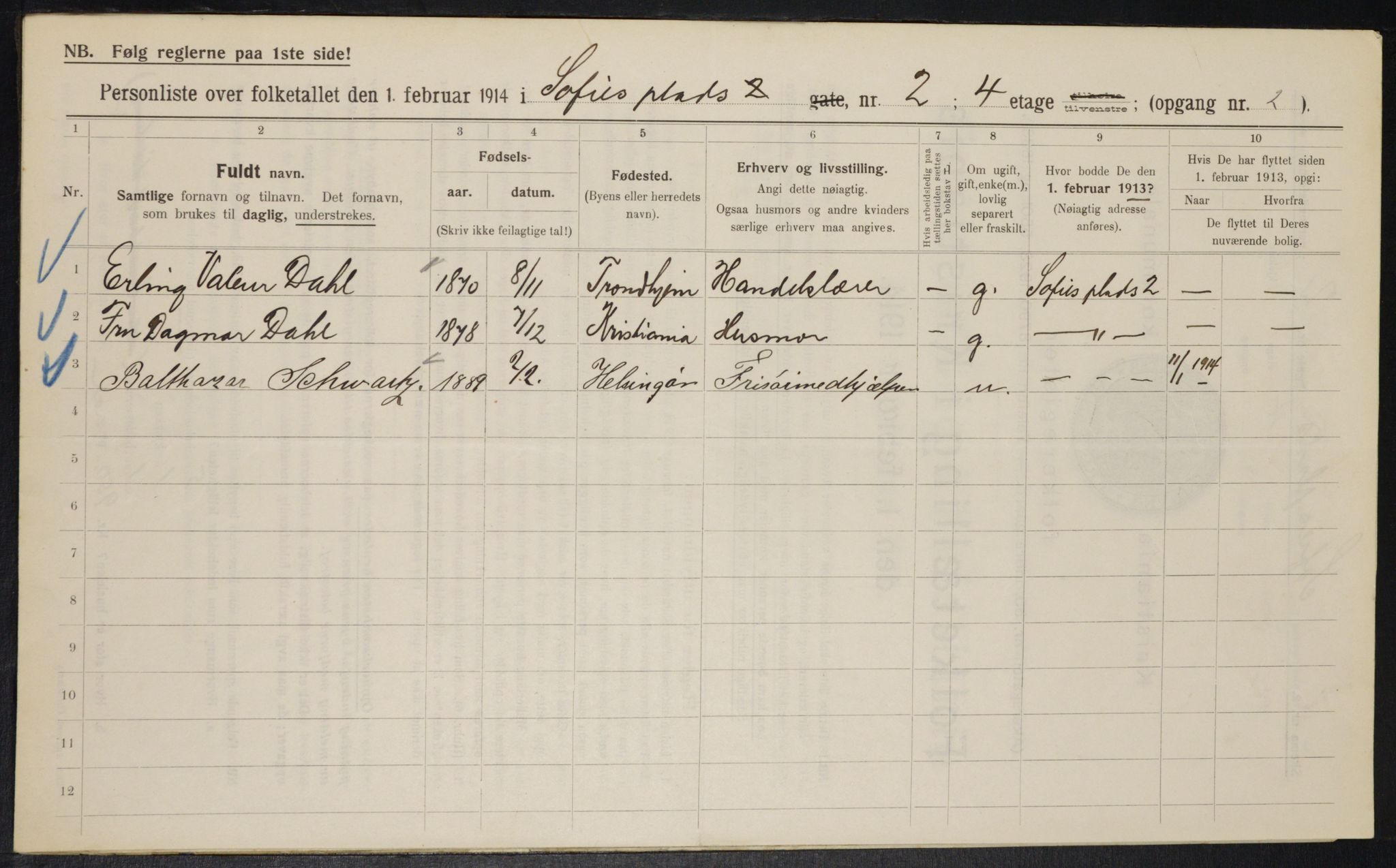 OBA, Municipal Census 1914 for Kristiania, 1914, p. 99247