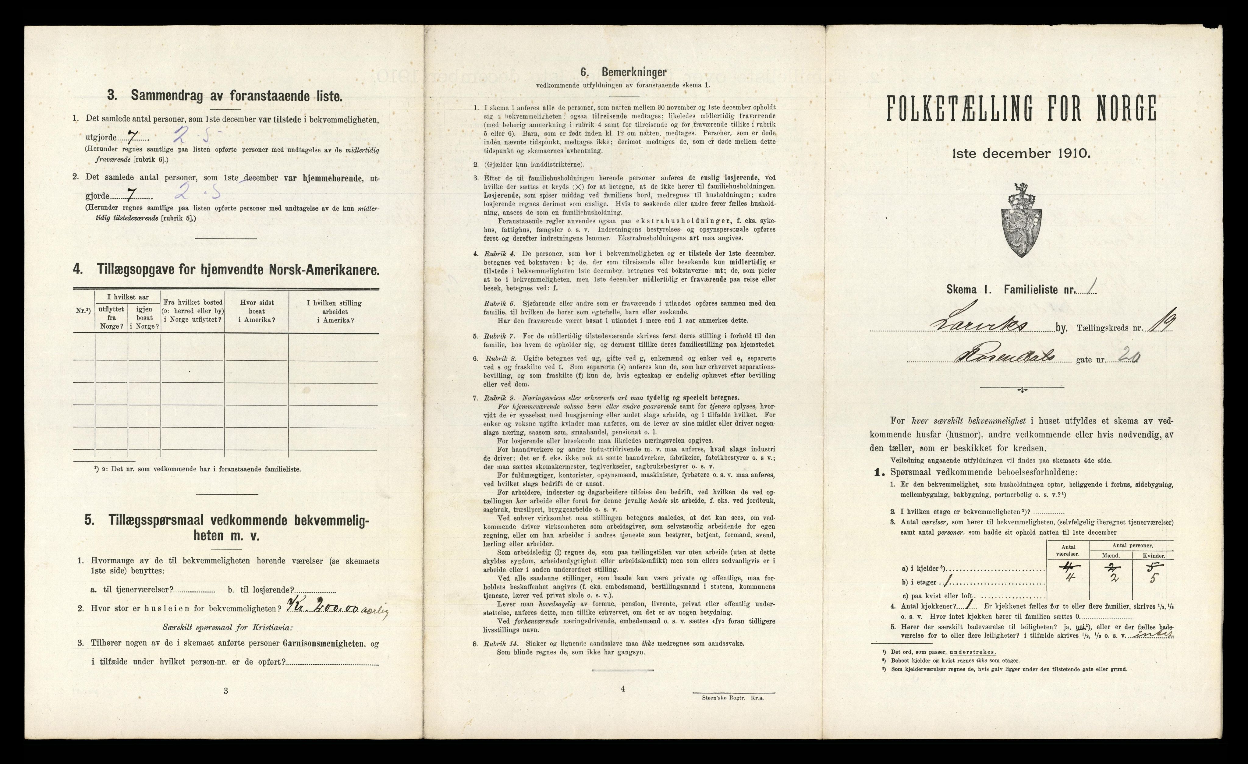 RA, 1910 census for Larvik, 1910, p. 6307