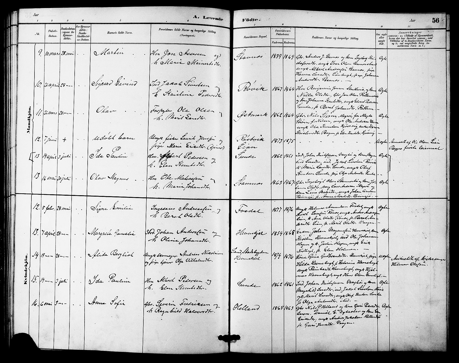 Ministerialprotokoller, klokkerbøker og fødselsregistre - Sør-Trøndelag, AV/SAT-A-1456/633/L0519: Parish register (copy) no. 633C01, 1884-1905, p. 56