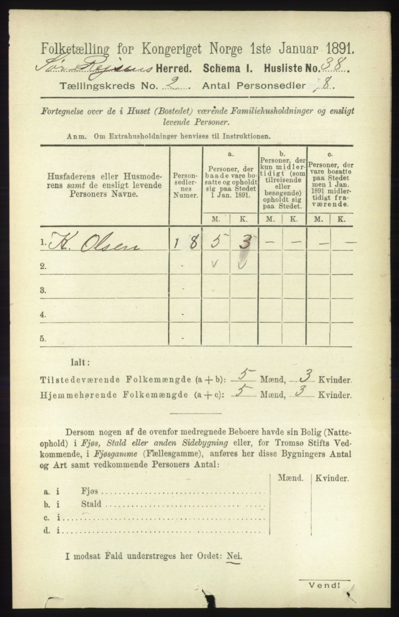 RA, 1891 census for 1925 Sørreisa, 1891, p. 373