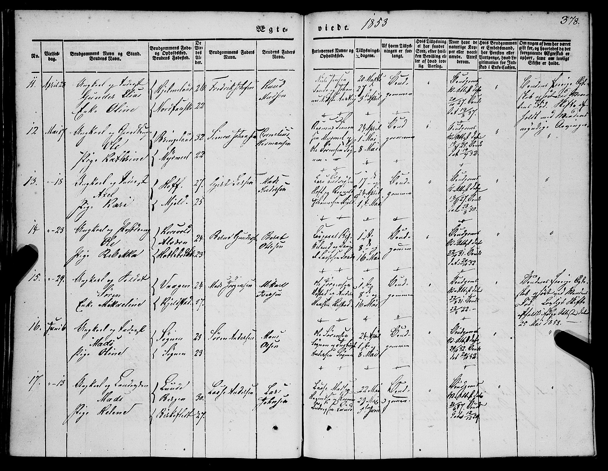 Gaular sokneprestembete, SAB/A-80001/H/Haa: Parish register (official) no. A 4II, 1841-1859, p. 378