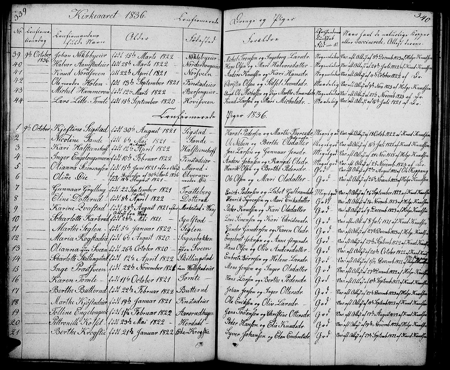 Løten prestekontor, AV/SAH-PREST-022/L/La/L0002: Parish register (copy) no. 2, 1832-1850, p. 339-340