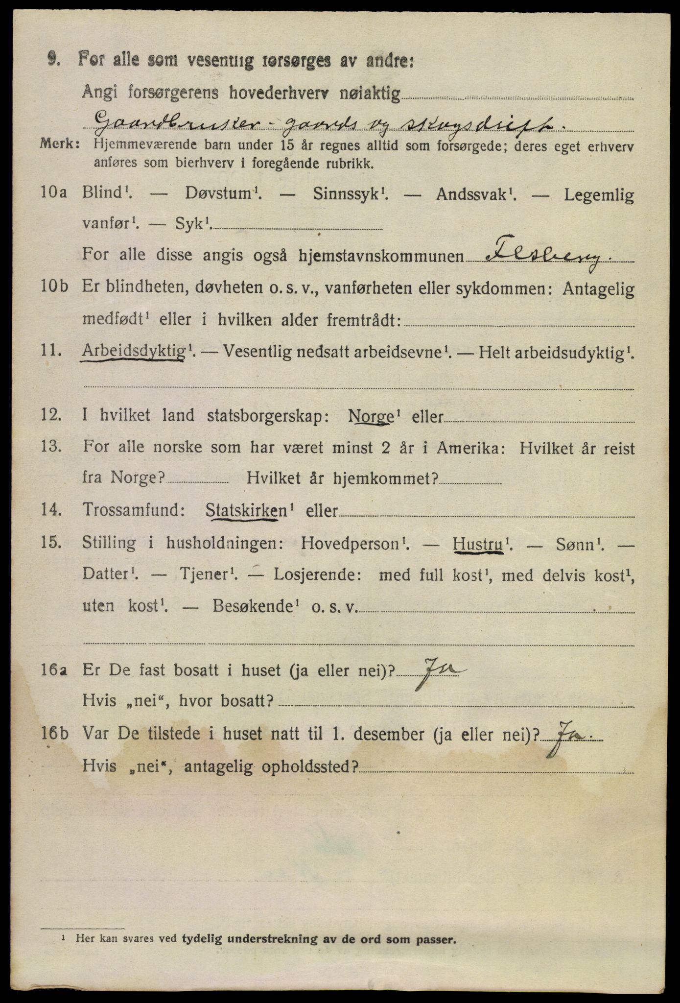 SAKO, 1920 census for Flesberg, 1920, p. 2158