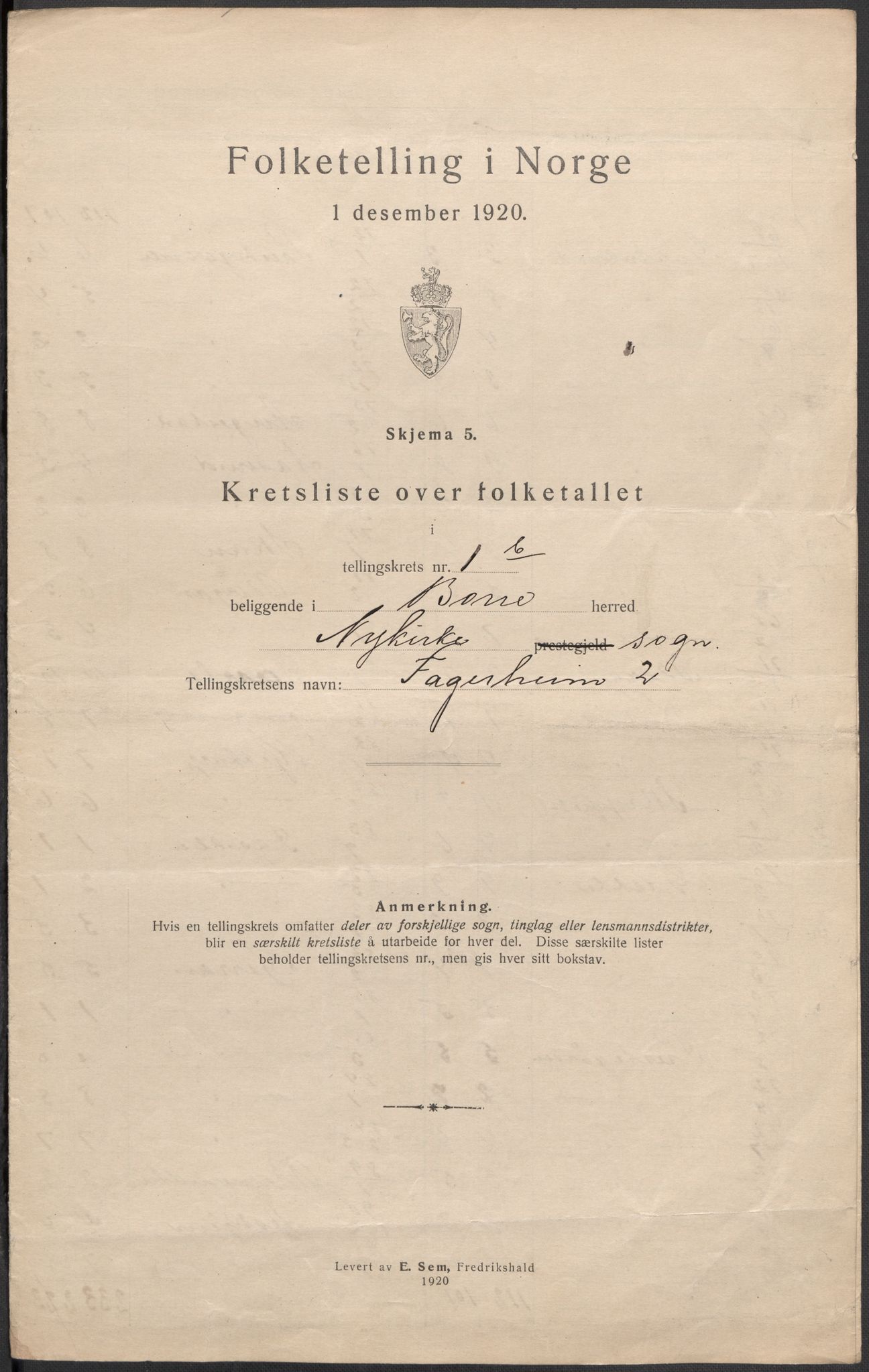 SAKO, 1920 census for Borre, 1920, p. 11