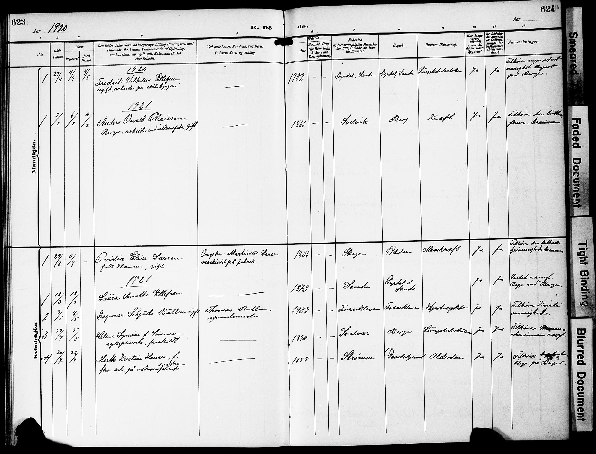 Strømm kirkebøker, AV/SAKO-A-322/G/Ga/L0004: Parish register (copy) no. I 4, 1897-1927, p. 623-624