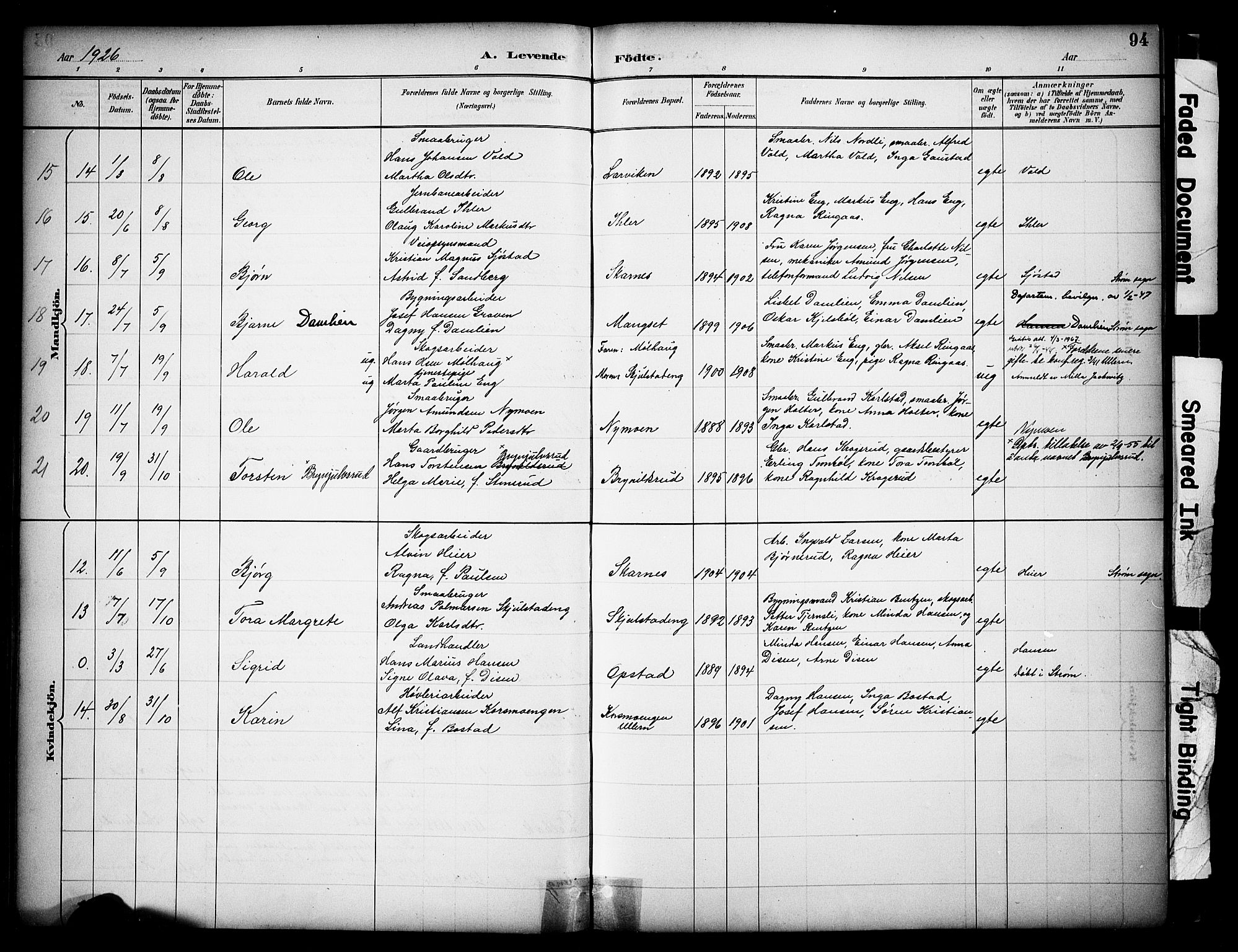 Sør-Odal prestekontor, AV/SAH-PREST-030/H/Ha/Haa/L0009: Parish register (official) no. 9, 1886-1926, p. 94