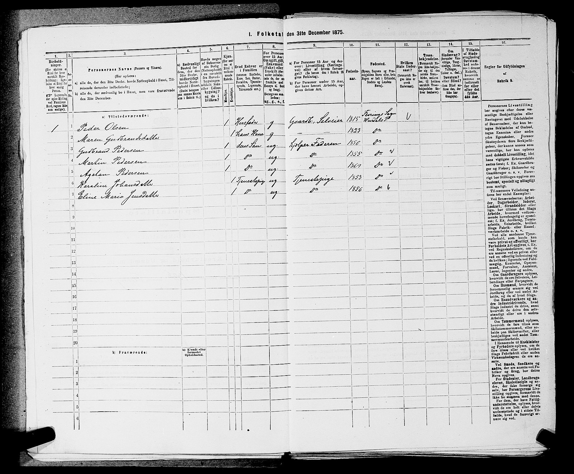 RA, 1875 census for 0239P Hurdal, 1875, p. 1087