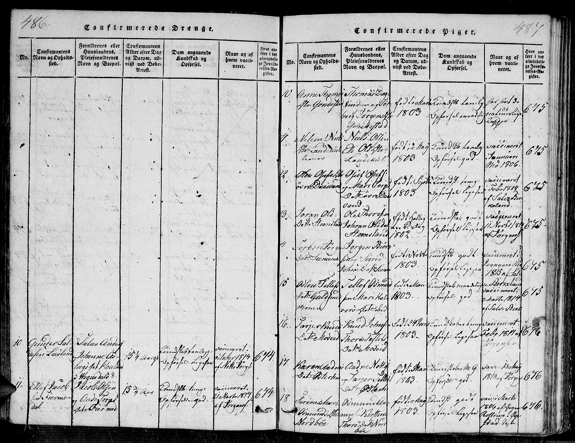 Evje sokneprestkontor, AV/SAK-1111-0008/F/Fa/Faa/L0004: Parish register (official) no. A 4, 1816-1840, p. 486-487