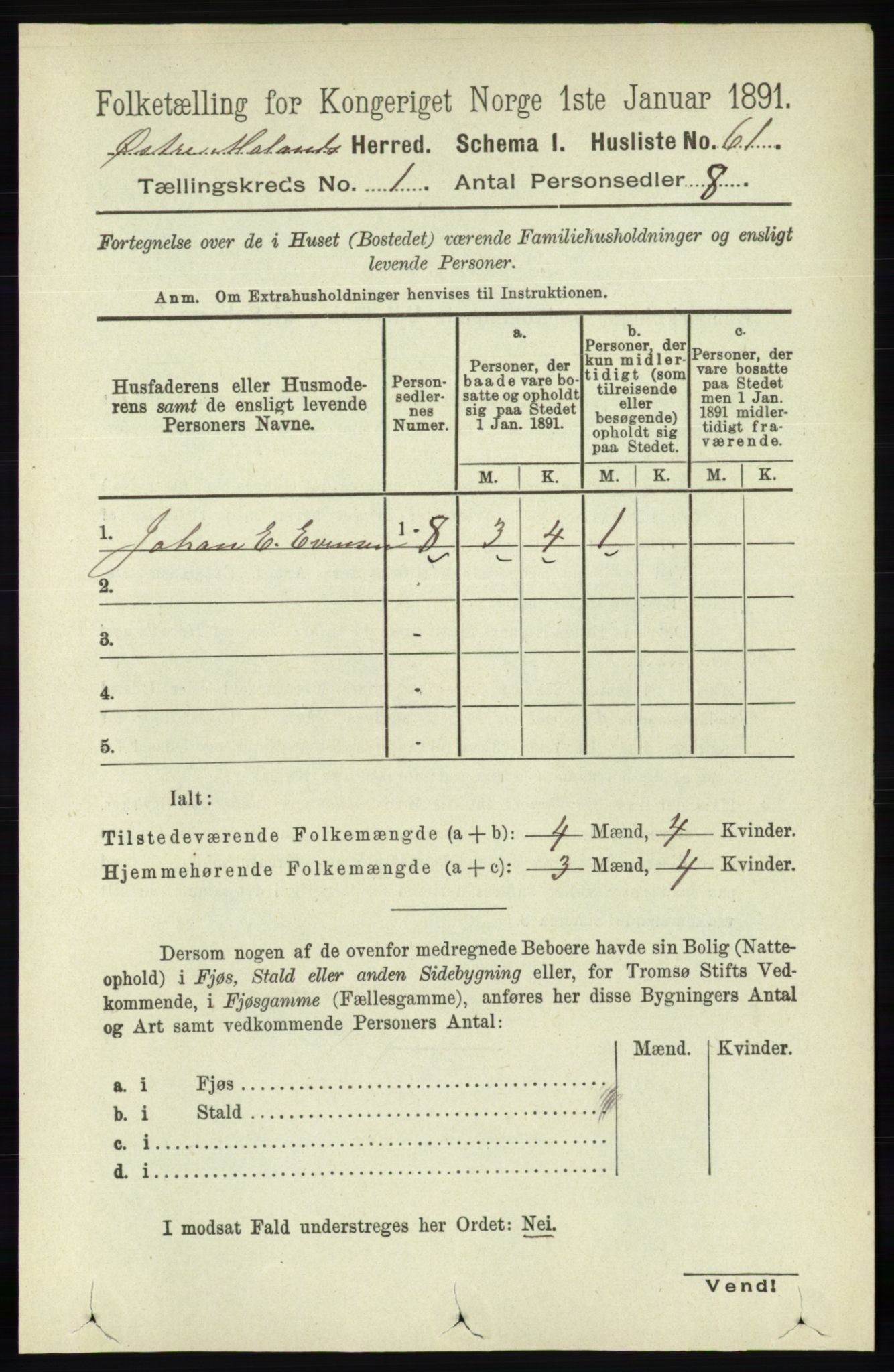 RA, 1891 census for 0918 Austre Moland, 1891, p. 81