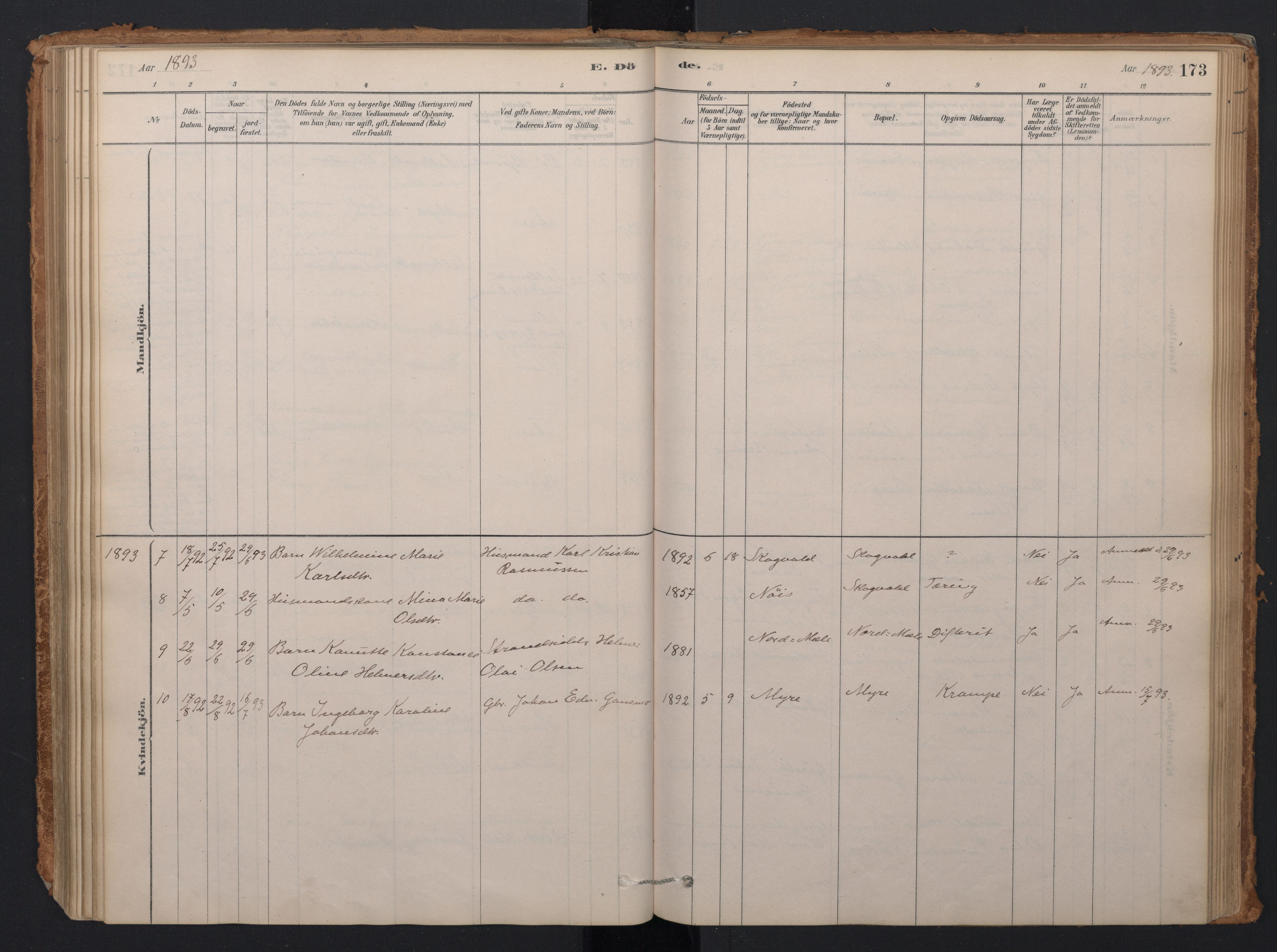 Ministerialprotokoller, klokkerbøker og fødselsregistre - Nordland, AV/SAT-A-1459/897/L1399: Parish register (official) no. 897A06, 1881-1896, p. 173