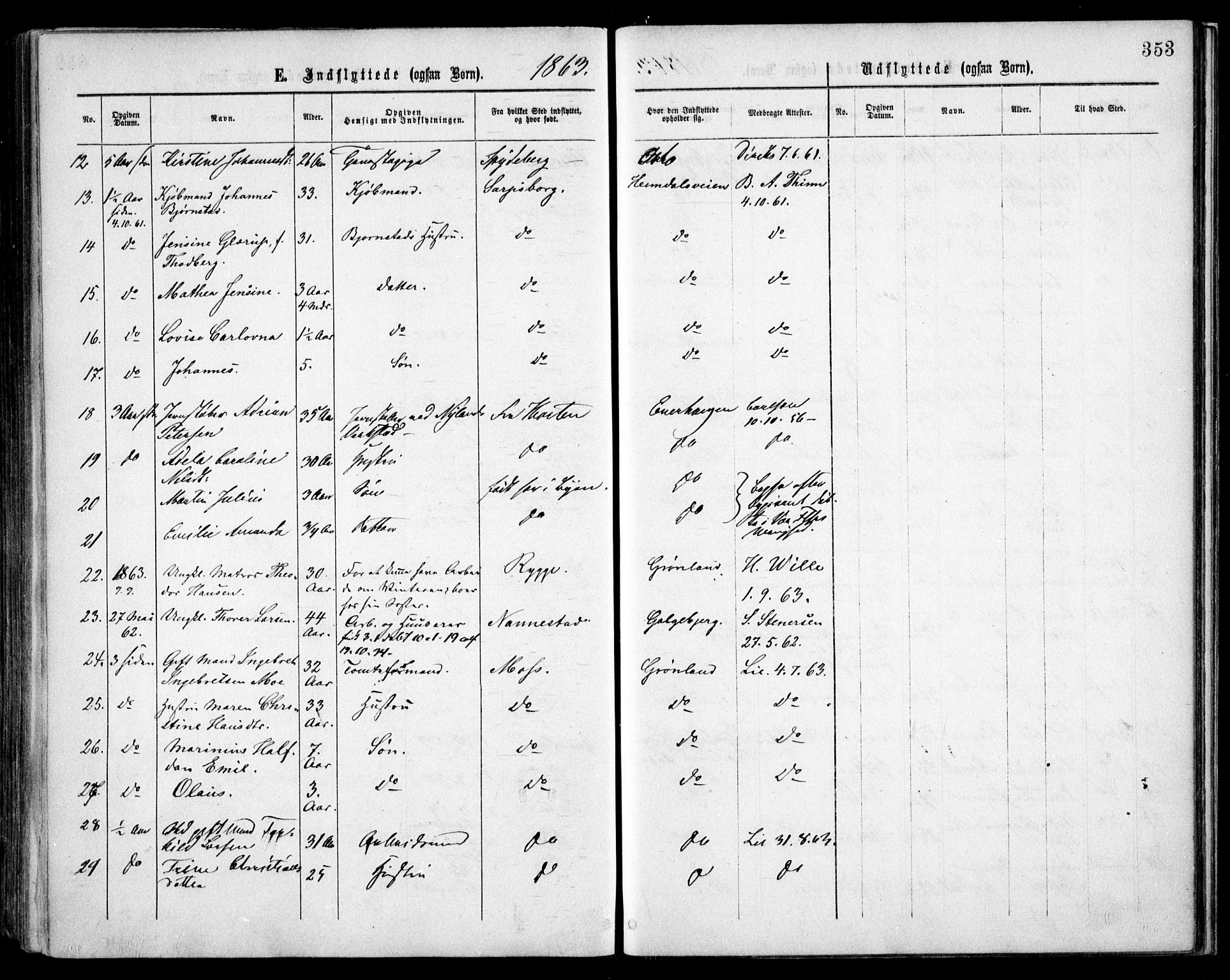 Grønland prestekontor Kirkebøker, AV/SAO-A-10848/F/Fa/L0003: Parish register (official) no. 3, 1862-1868, p. 353