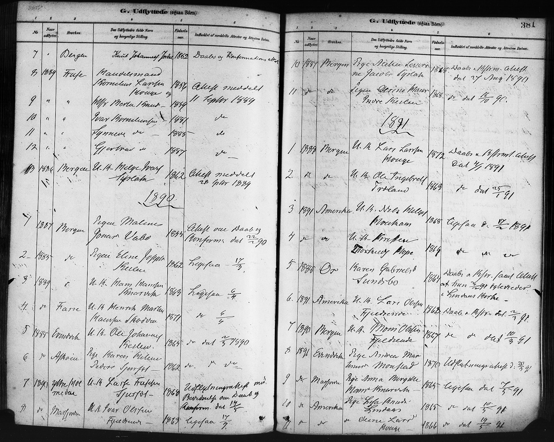 Lindås Sokneprestembete, AV/SAB-A-76701/H/Haa/Haaa/L0019: Parish register (official) no. A 19, 1878-1912, p. 381