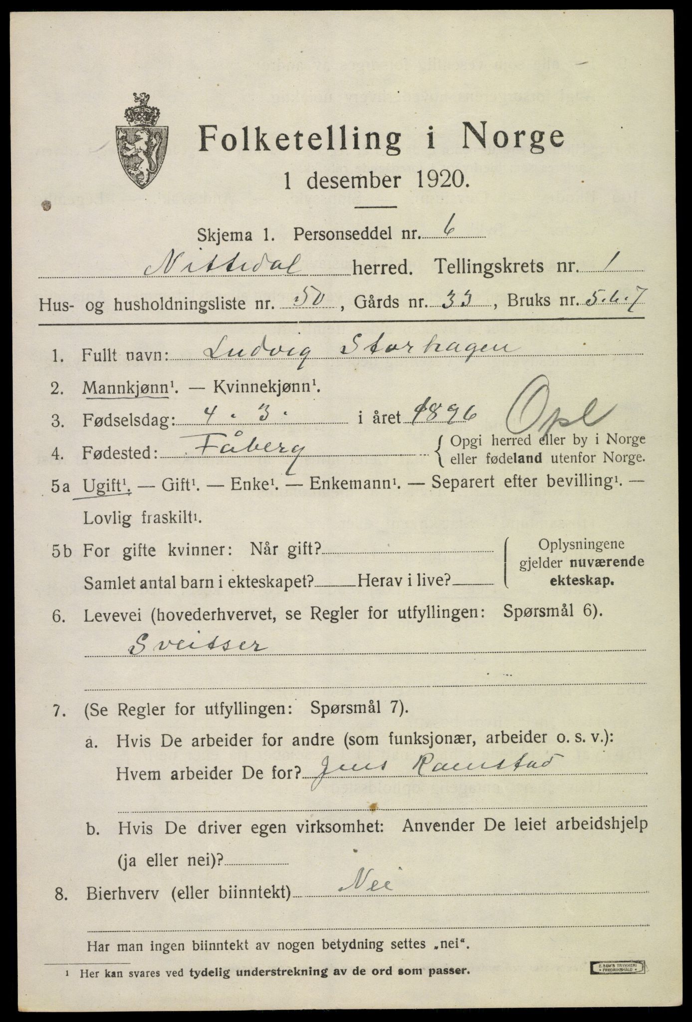 SAO, 1920 census for Nittedal, 1920, p. 1796