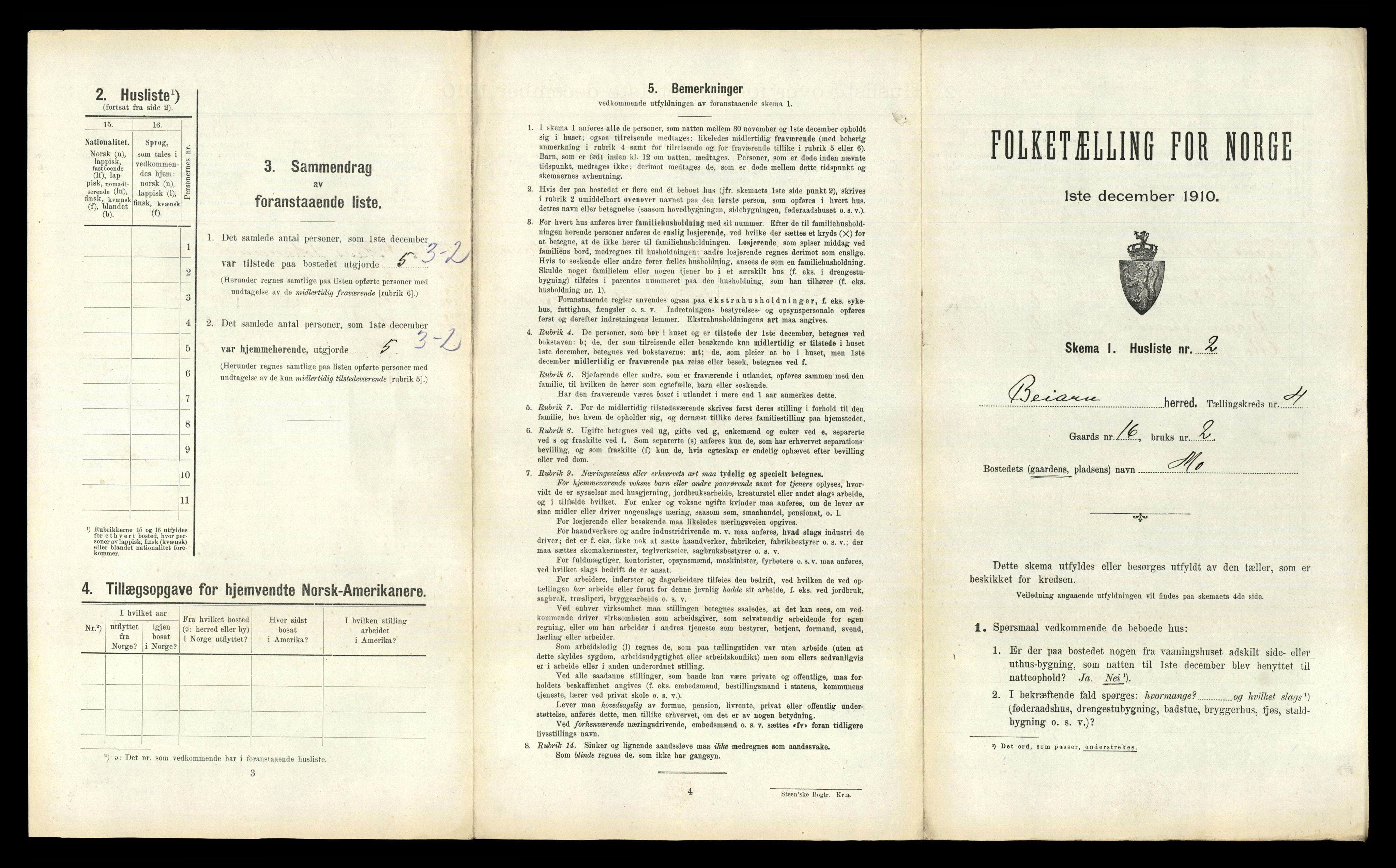 RA, 1910 census for Beiarn, 1910, p. 397