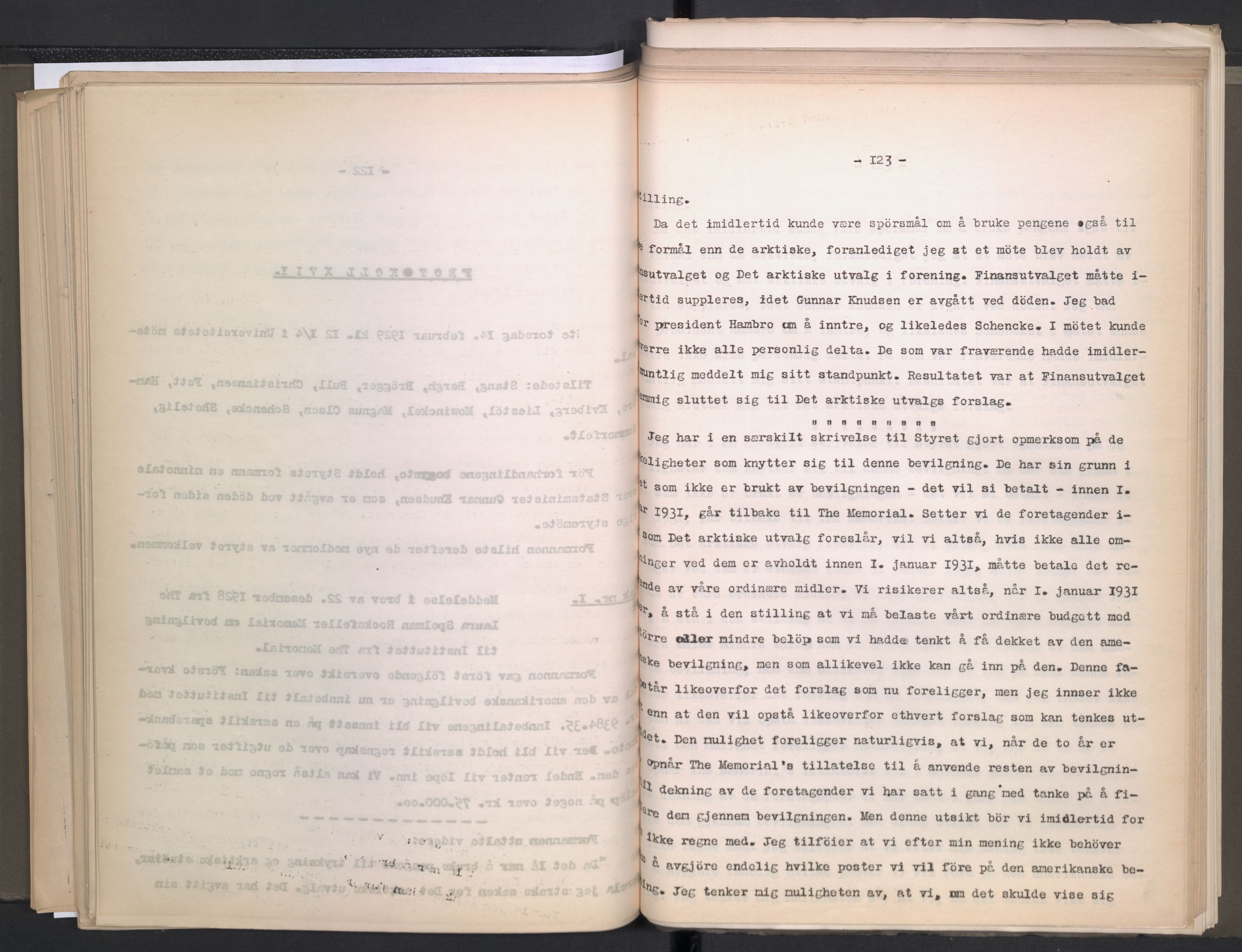 Instituttet for sammenlignende kulturforskning, RA/PA-0424/A/L0005: Styreprotokoll, 1923-1930, p. 122