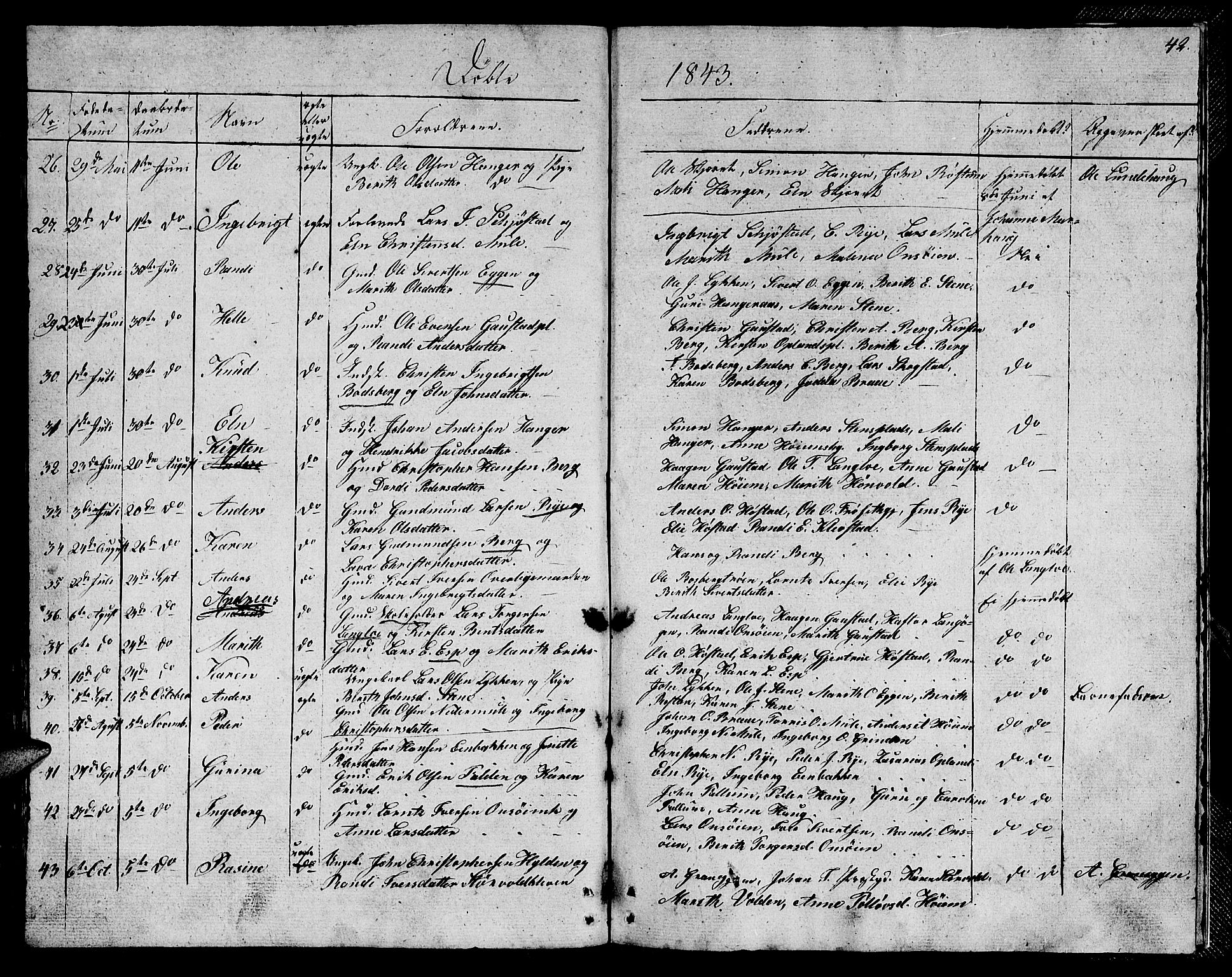 Ministerialprotokoller, klokkerbøker og fødselsregistre - Sør-Trøndelag, SAT/A-1456/612/L0386: Parish register (copy) no. 612C02, 1834-1845, p. 42