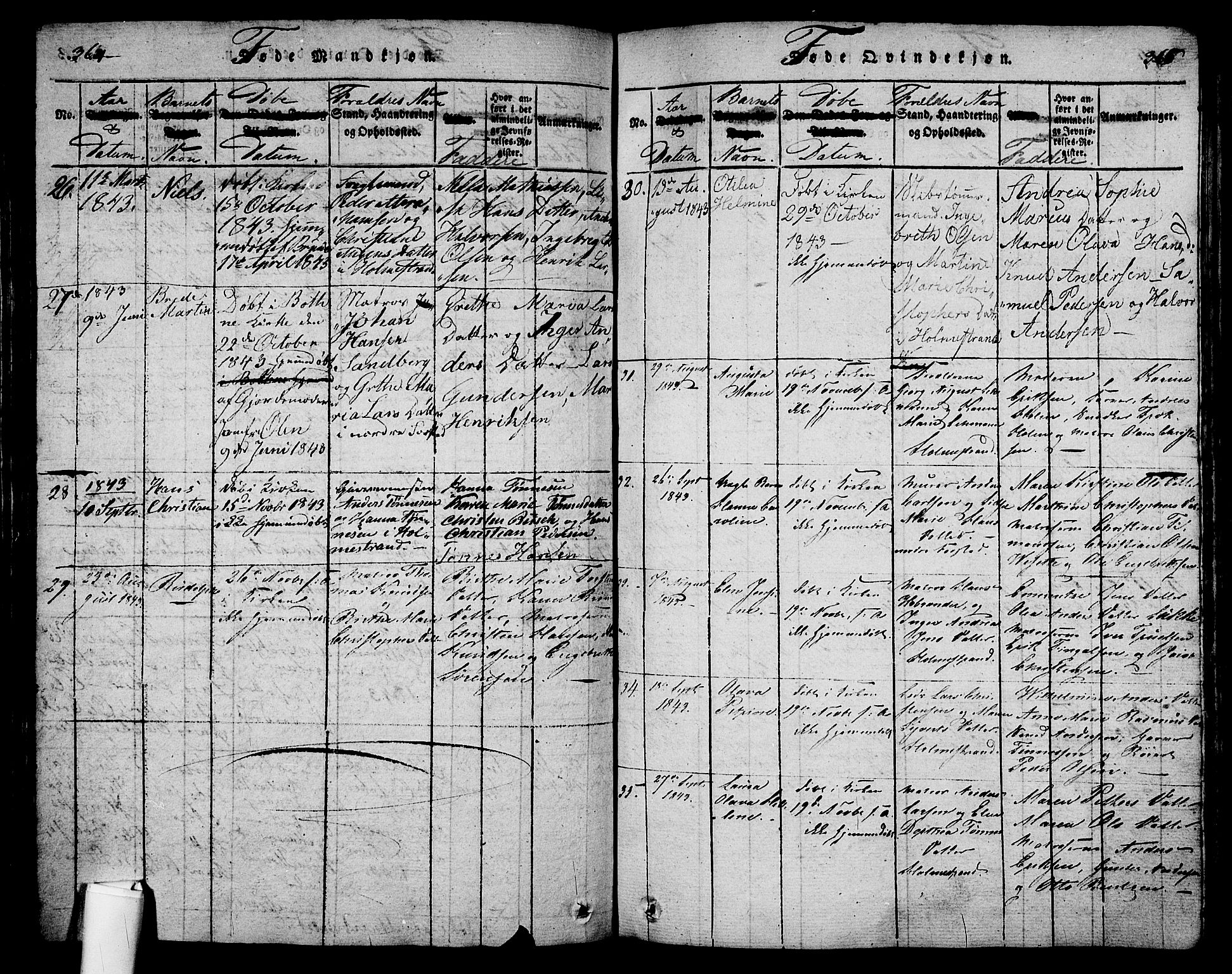 Holmestrand kirkebøker, SAKO/A-346/G/Ga/L0001: Parish register (copy) no. 1, 1814-1848, p. 364-365