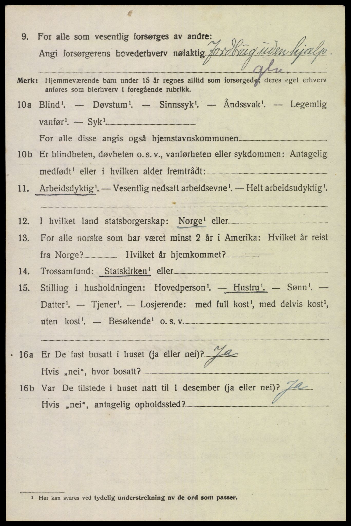 SAK, 1920 census for Tveit, 1920, p. 1987