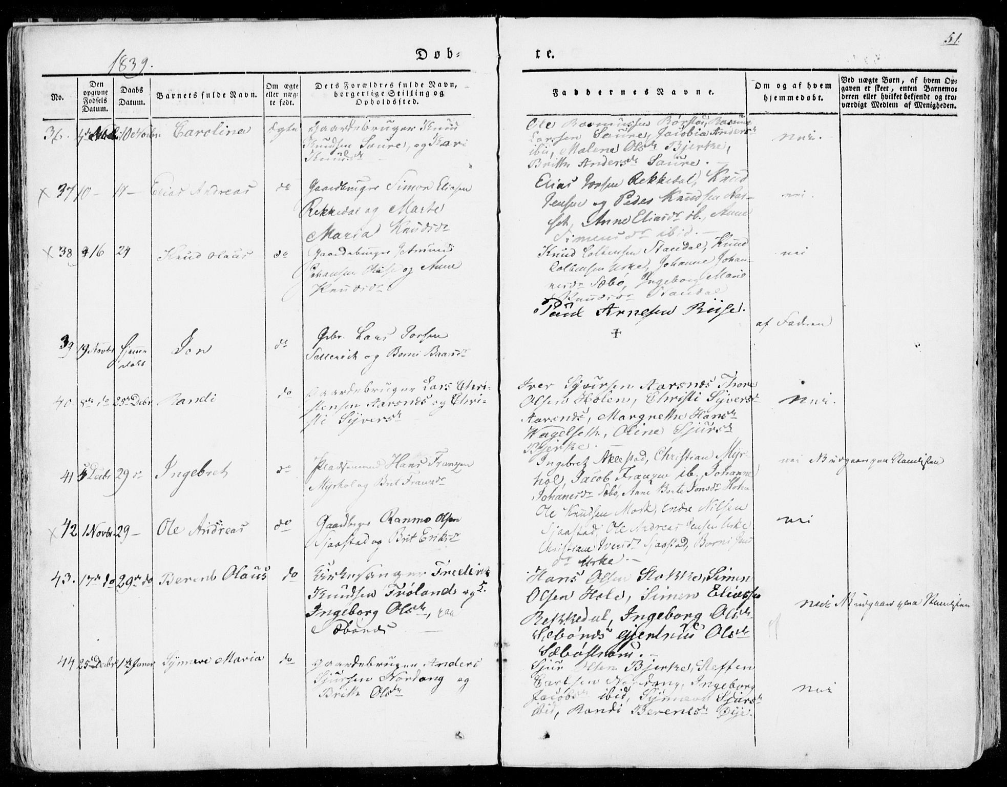 Ministerialprotokoller, klokkerbøker og fødselsregistre - Møre og Romsdal, AV/SAT-A-1454/515/L0208: Parish register (official) no. 515A04, 1830-1846, p. 51