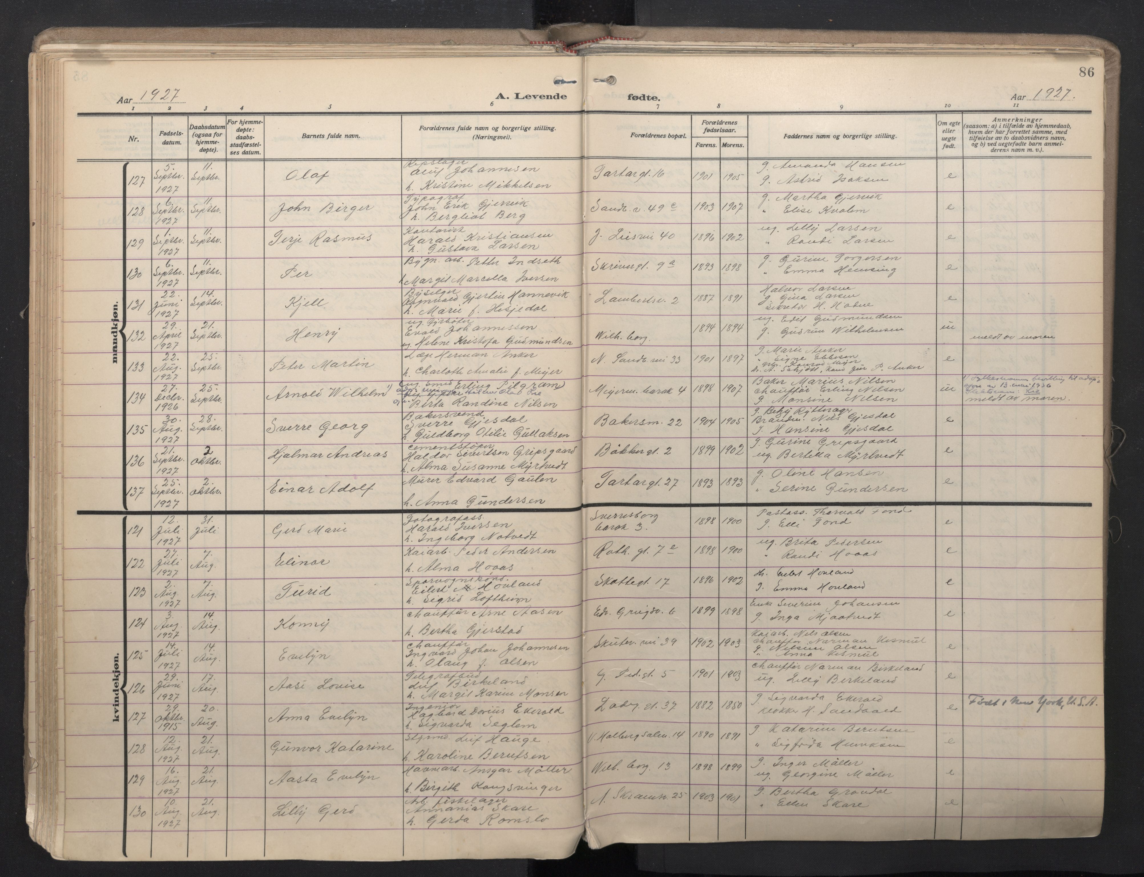 Sandviken Sokneprestembete, AV/SAB-A-77601/H/Ha/L0008: Parish register (official) no. B 5, 1924-1944, p. 86