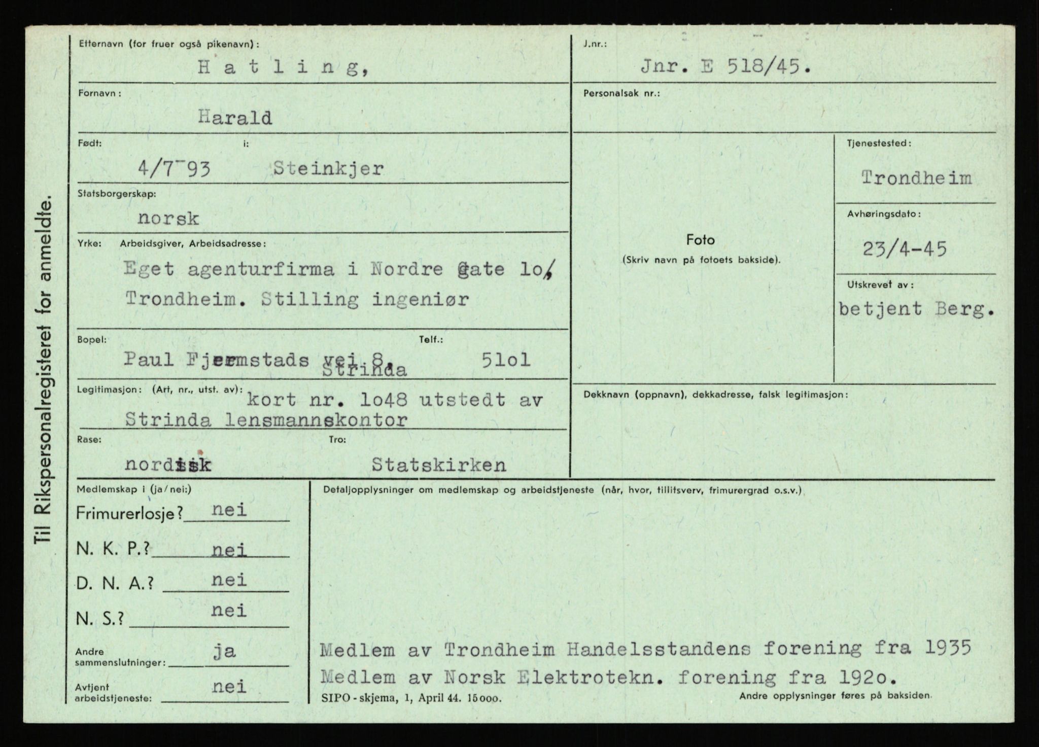 Statspolitiet - Hovedkontoret / Osloavdelingen, AV/RA-S-1329/C/Ca/L0006: Hanche - Hokstvedt, 1943-1945, p. 2064