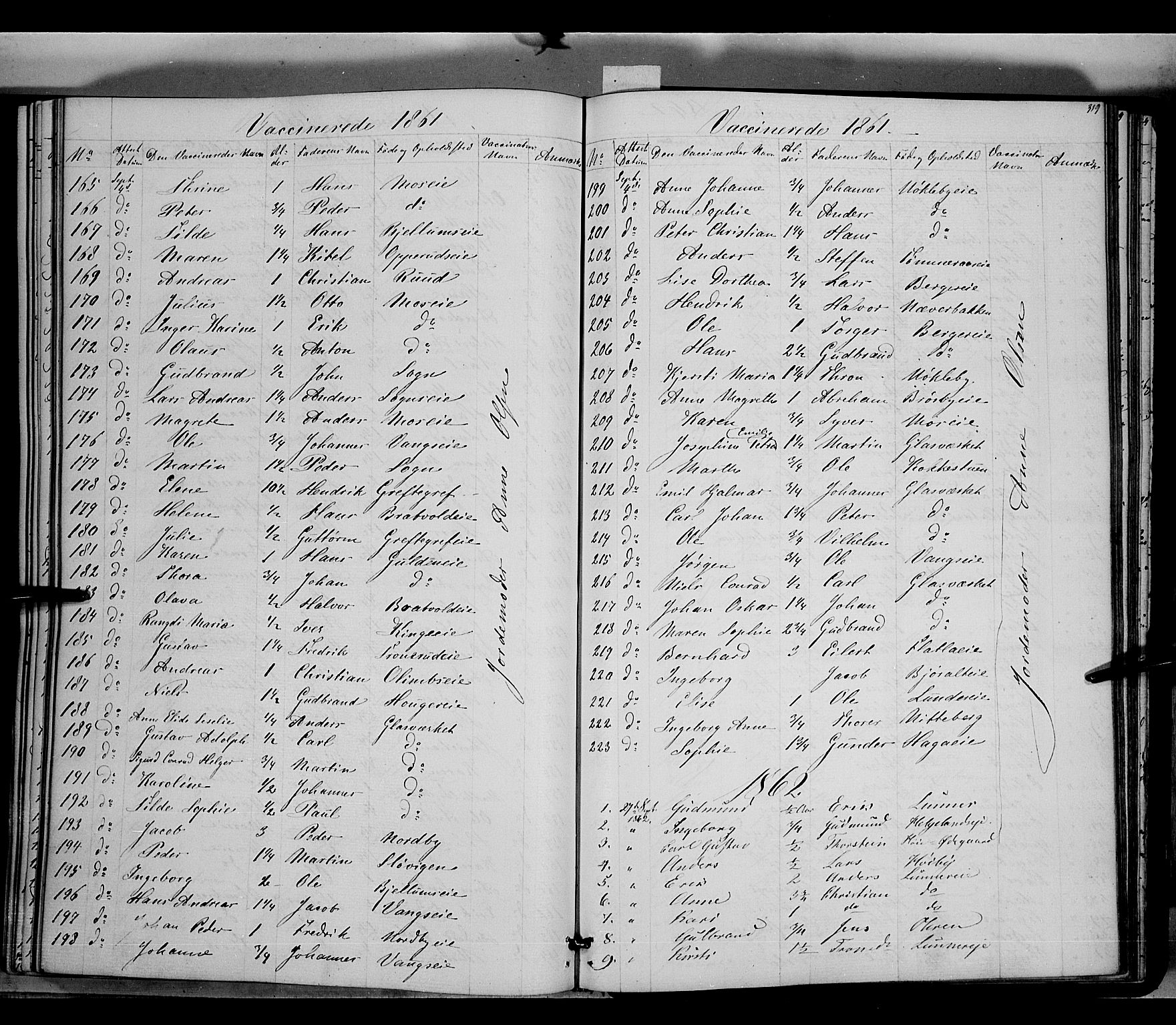 Jevnaker prestekontor, SAH/PREST-116/H/Ha/Haa/L0007: Parish register (official) no. 7, 1858-1876, p. 319