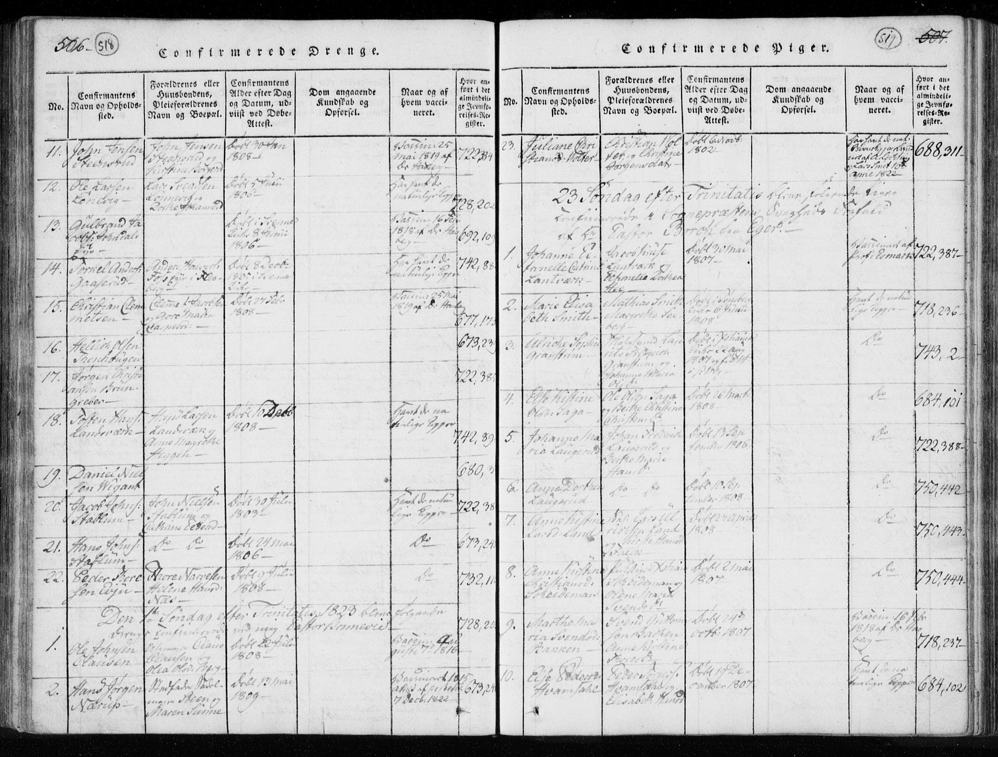 Kongsberg kirkebøker, SAKO/A-22/F/Fa/L0008: Parish register (official) no. I 8, 1816-1839, p. 518-519