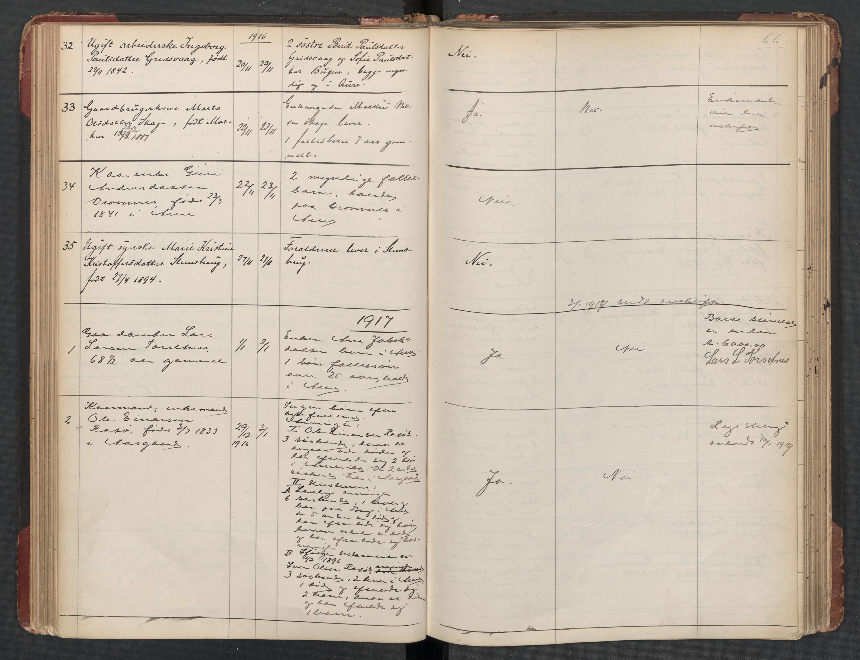 Aure lensmannskontor, AV/SAT-A-1088/1/02/L0003: 2.01.03 Dødsfallsprotokoll, 1906-1926, p. 66