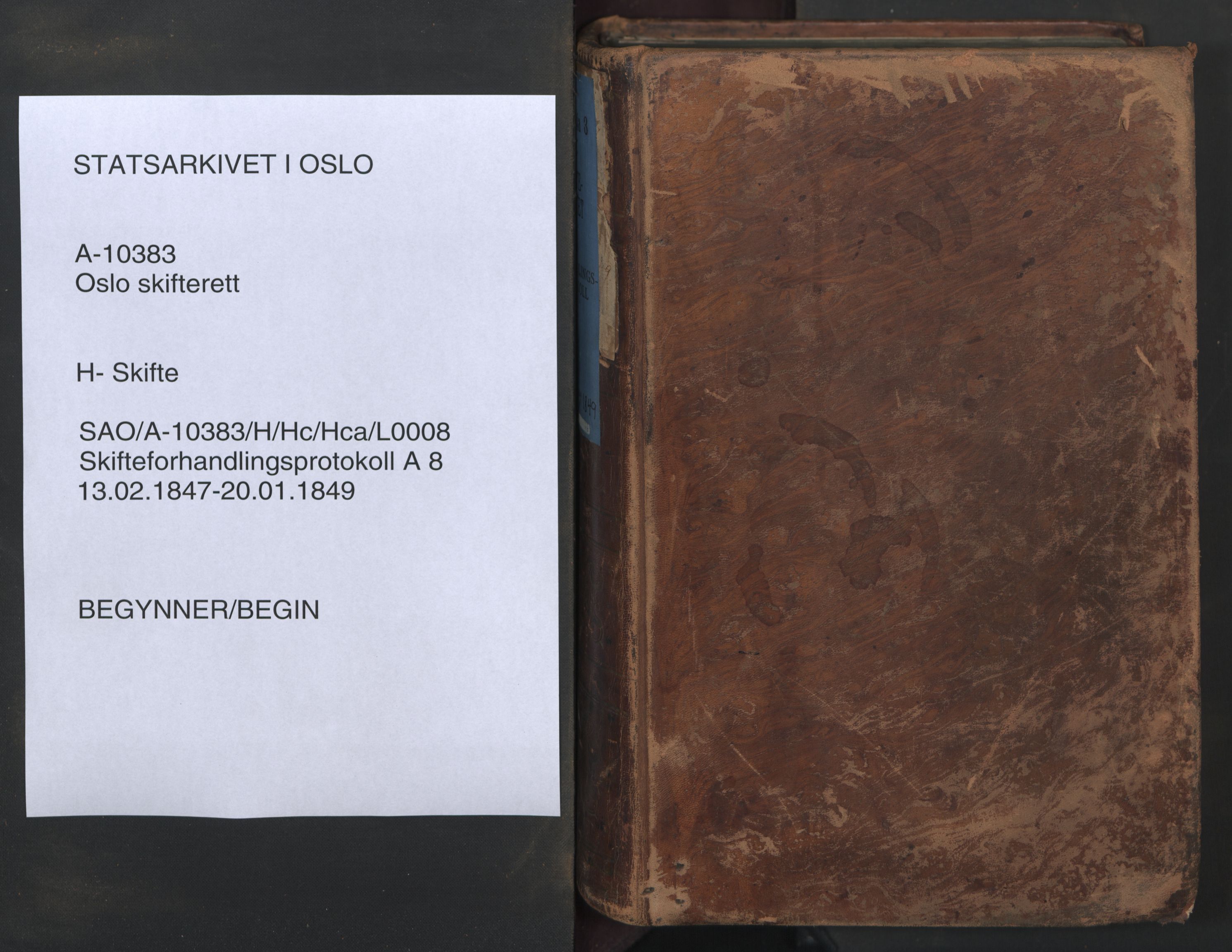 Oslo skifterett, AV/SAO-A-10383/H/Hc/Hca/L0008: Skifteforhandlingsprotokoll, 1847-1849