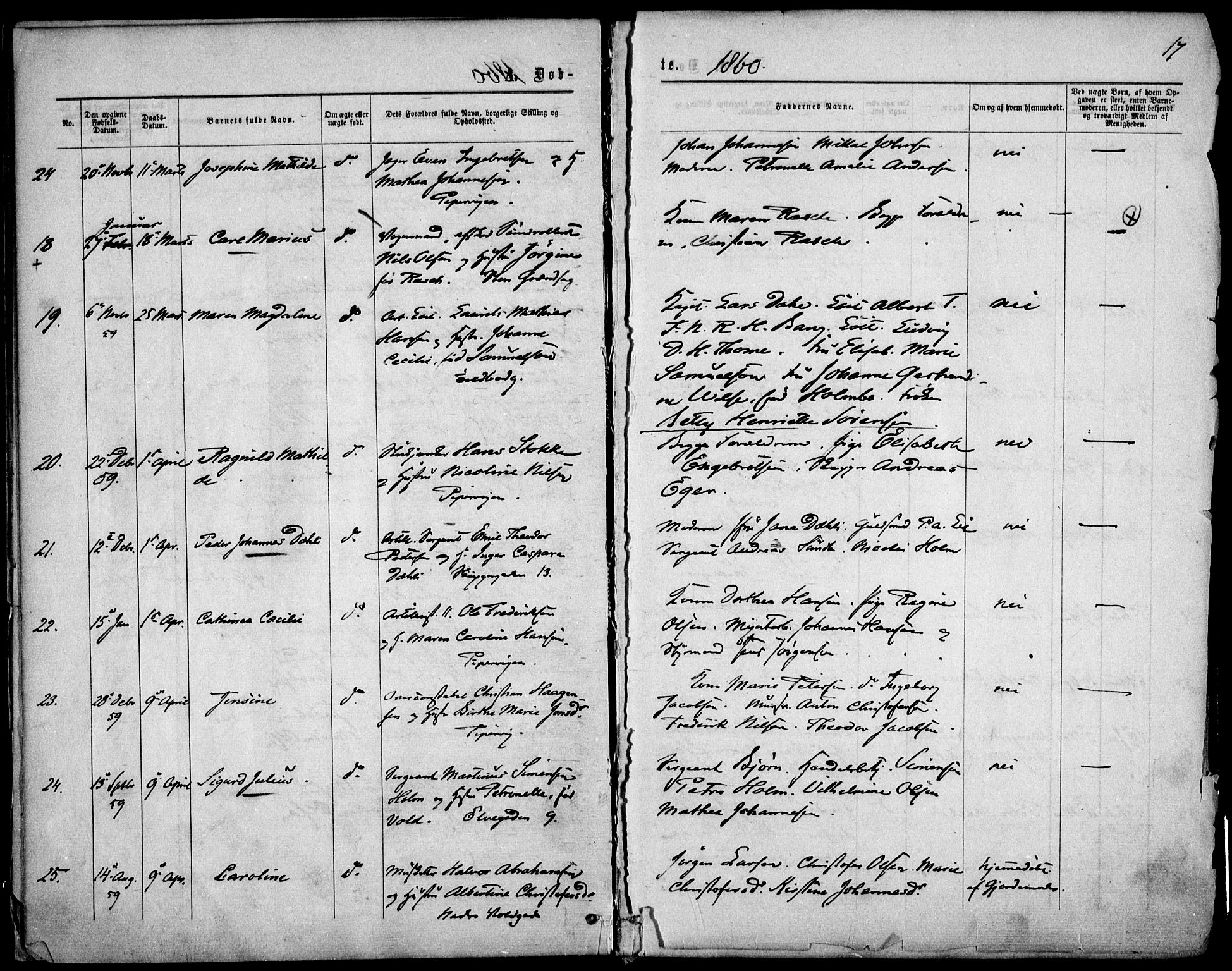 Garnisonsmenigheten Kirkebøker, SAO/A-10846/F/Fa/L0010: Parish register (official) no. 10, 1859-1869, p. 17