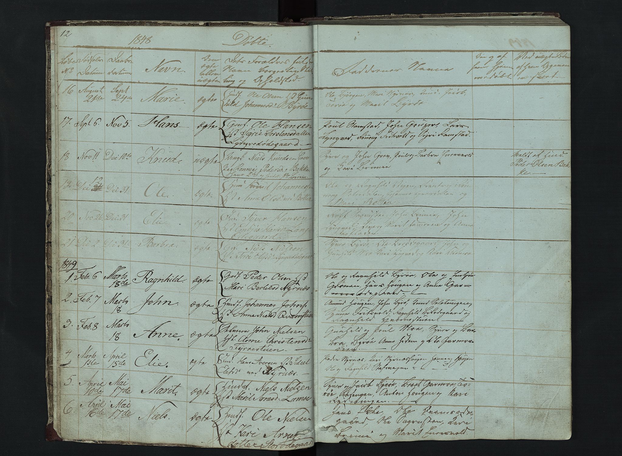 Lom prestekontor, AV/SAH-PREST-070/L/L0014: Parish register (copy) no. 14, 1845-1876, p. 12-13