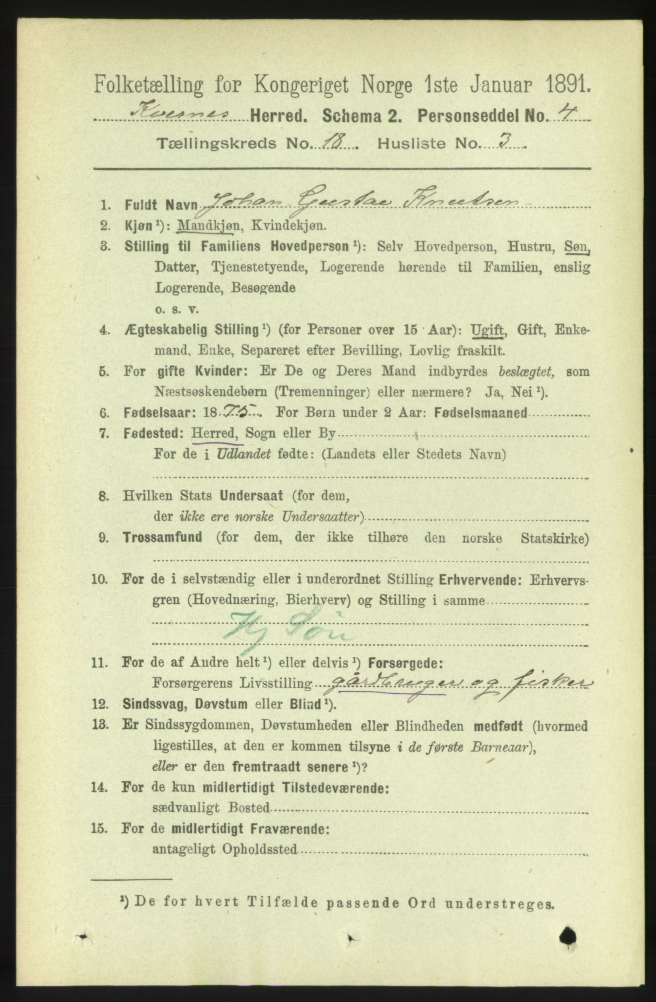 RA, 1891 census for 1553 Kvernes, 1891, p. 7768