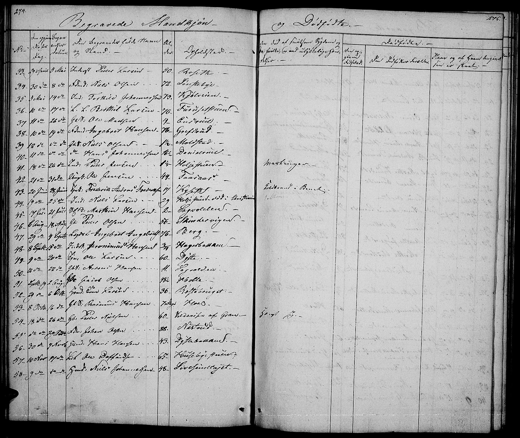 Vestre Toten prestekontor, SAH/PREST-108/H/Ha/Hab/L0002: Parish register (copy) no. 2, 1836-1848, p. 274-275