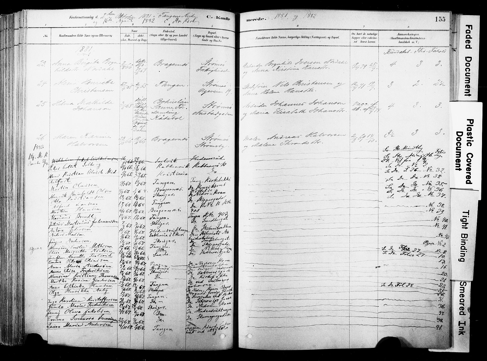Strømsø kirkebøker, SAKO/A-246/F/Fb/L0006: Parish register (official) no. II 6, 1879-1910, p. 155