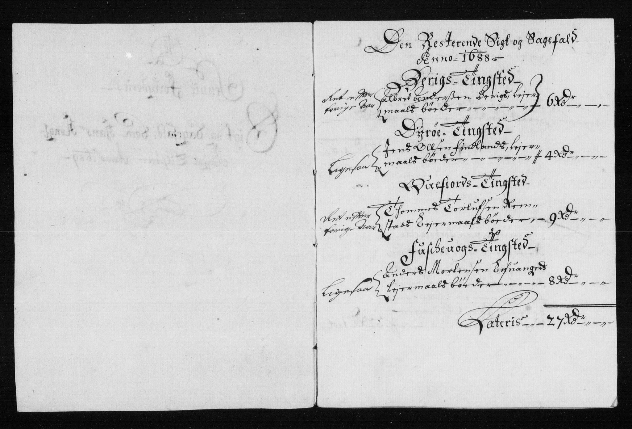 Rentekammeret inntil 1814, Reviderte regnskaper, Stiftamtstueregnskaper, Trondheim stiftamt og Nordland amt, AV/RA-EA-6044/R/Rh/L0014: Nordland amt, 1687-1689