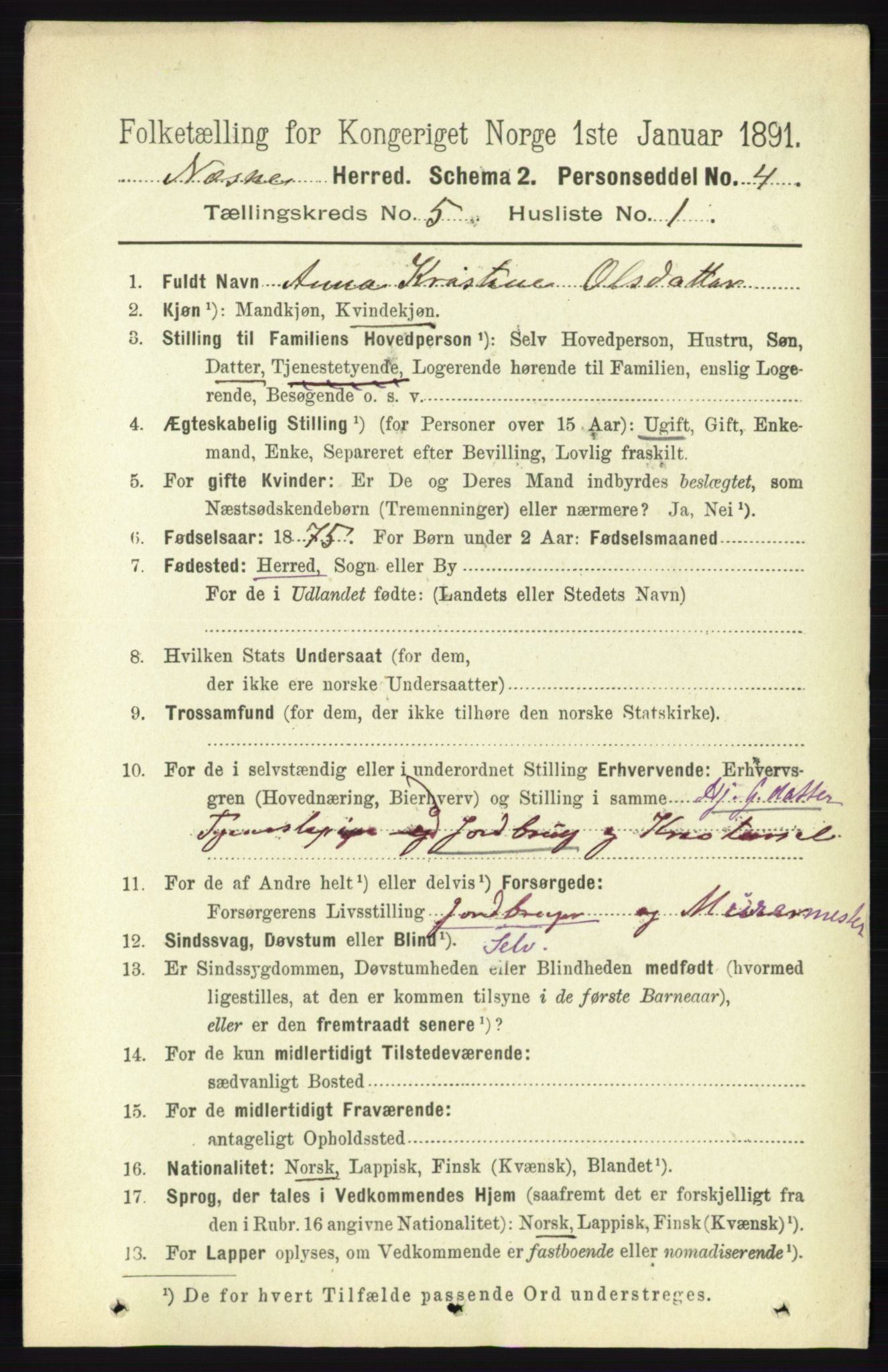 RA, 1891 census for 1828 Nesna, 1891, p. 2783