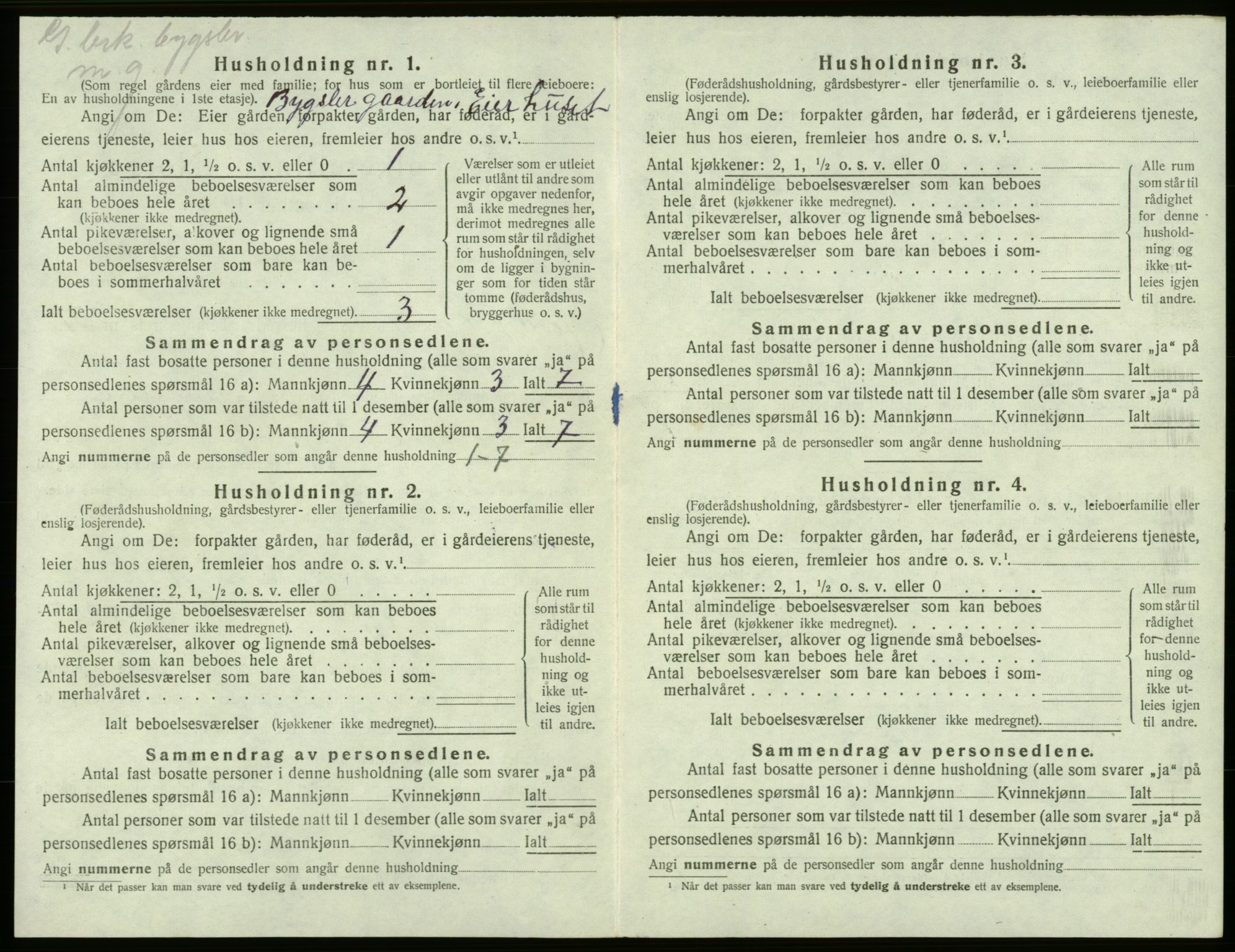 SAB, 1920 census for Bremnes, 1920, p. 115