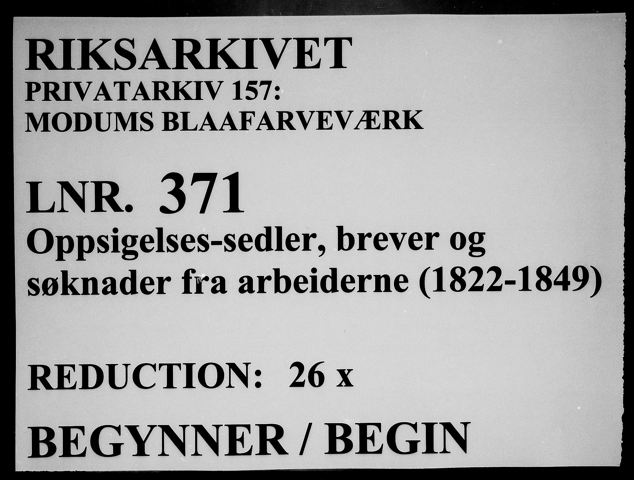 Modums Blaafarveværk, RA/PA-0157/G/Gg/L0371/0002: -- / Brever, søknader fra arbeiderne, 1822-1849, p. 1