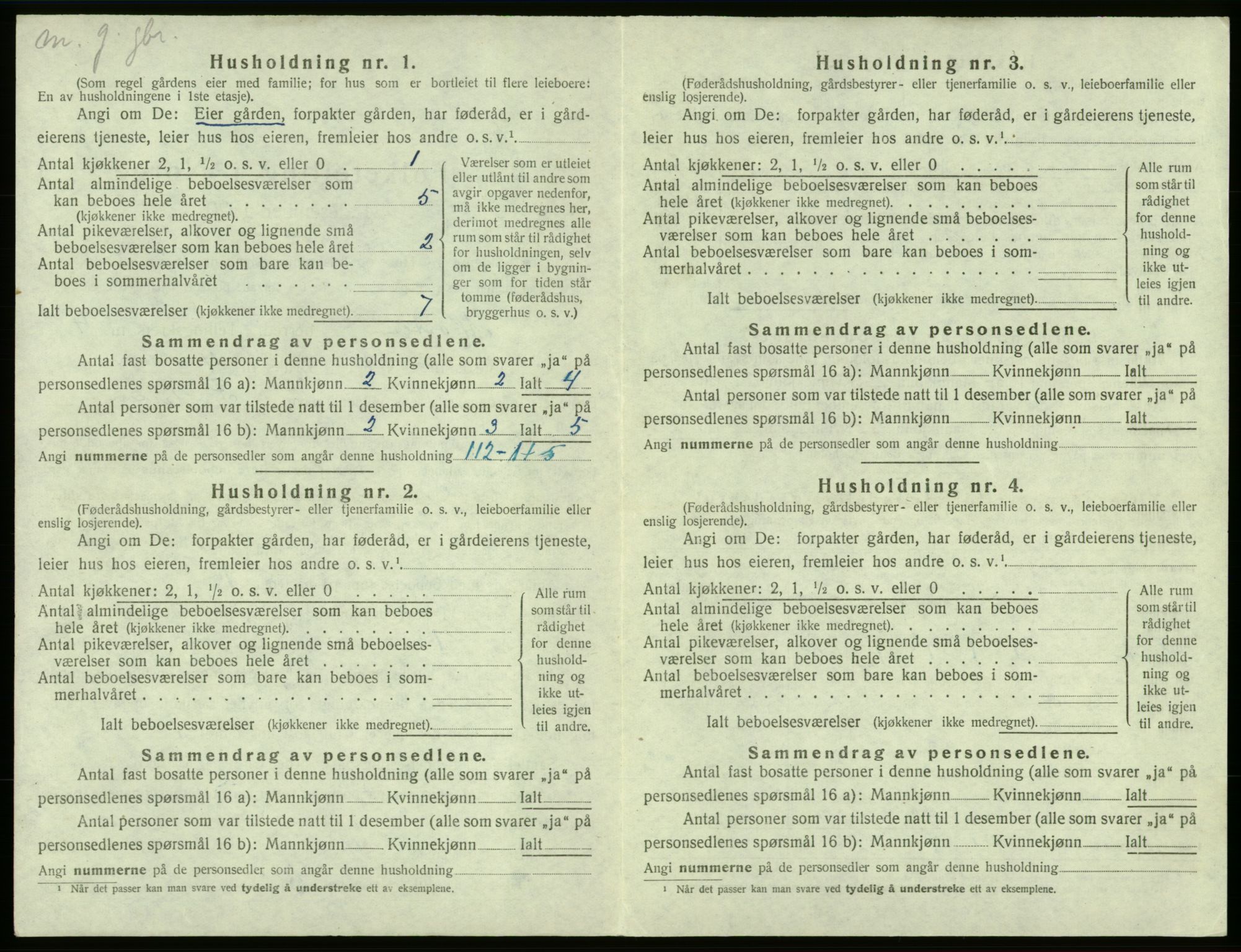 SAB, 1920 census for Moster, 1920, p. 224
