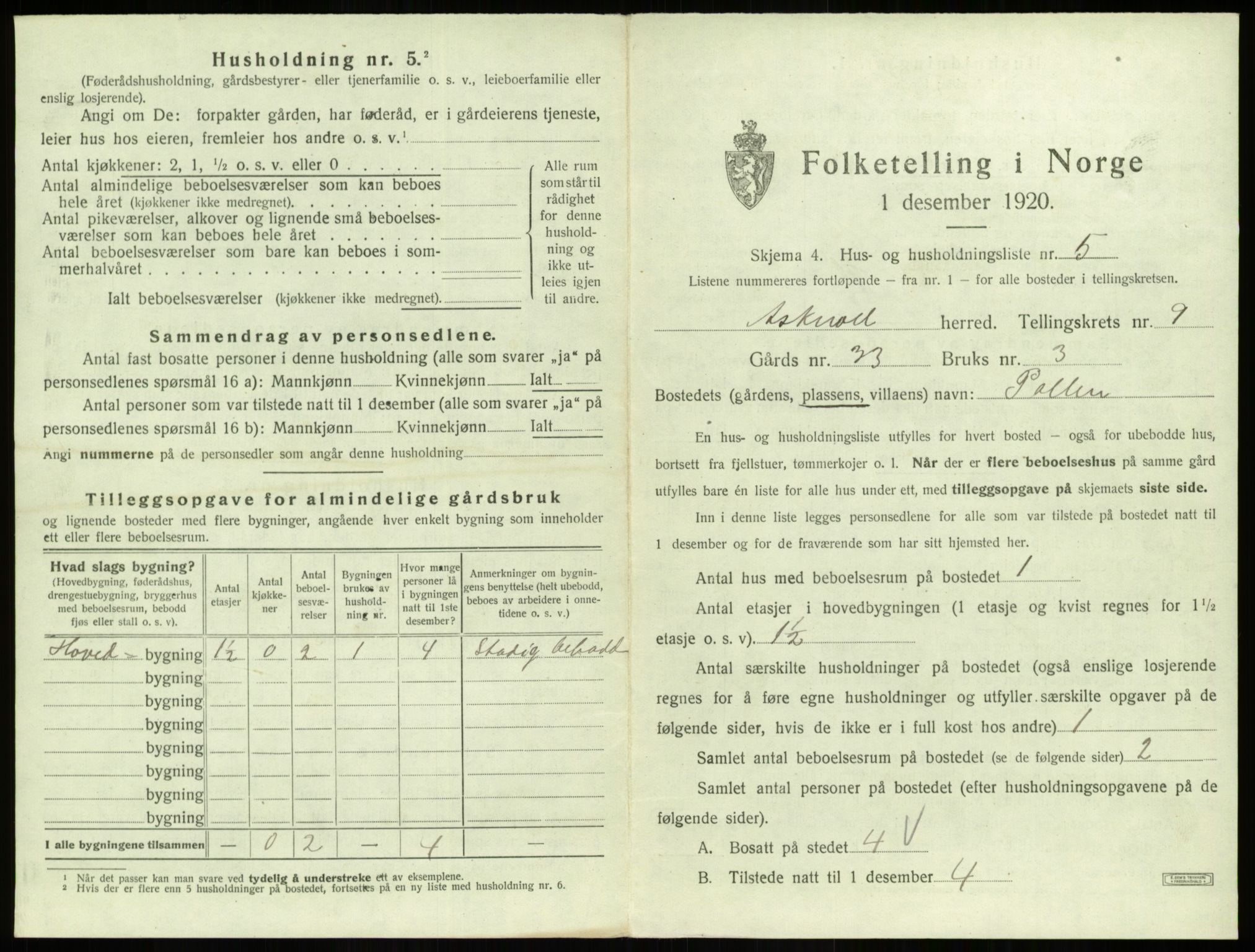 SAB, 1920 census for Askvoll, 1920, p. 469